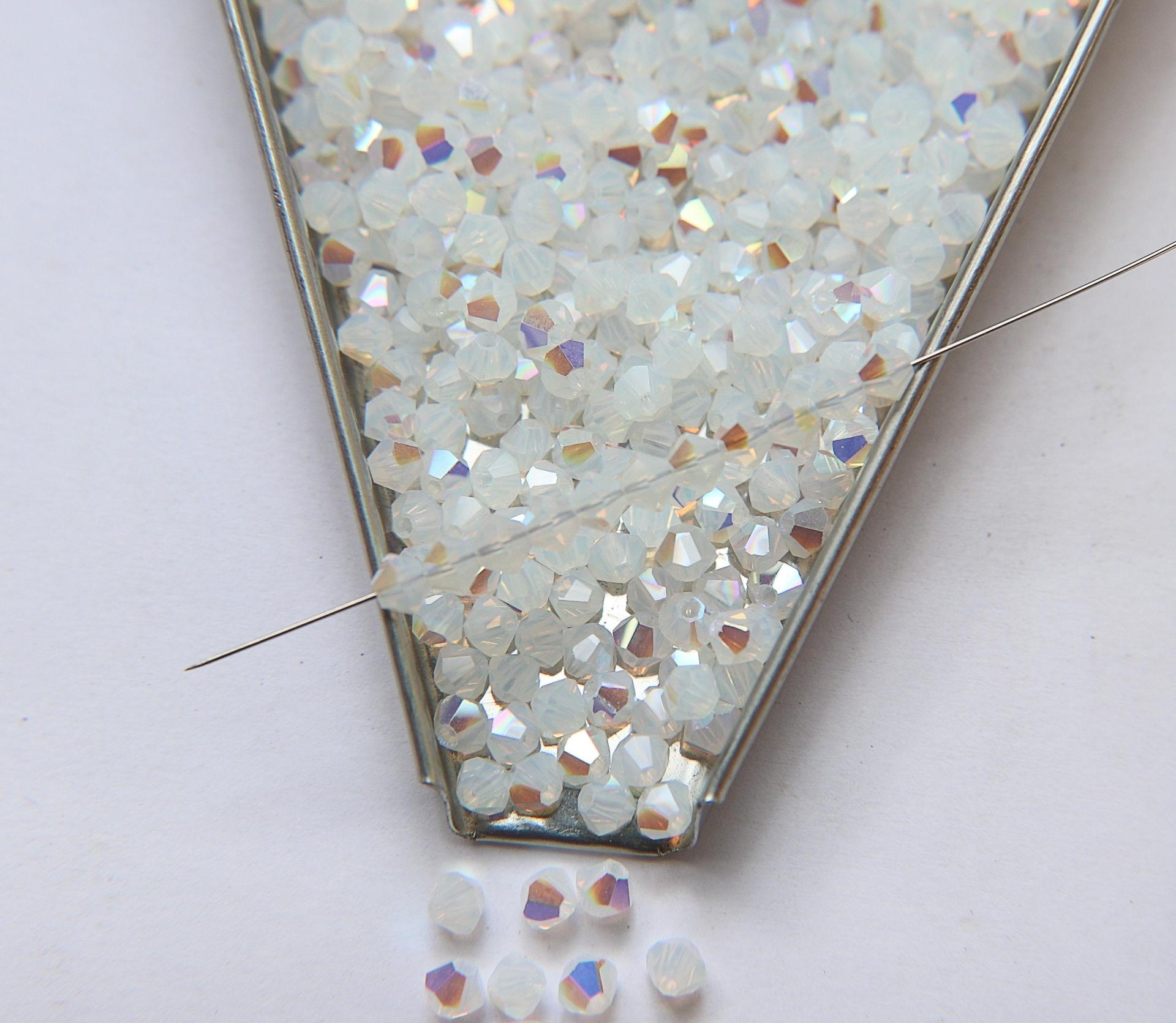 4mm White Opal 1X Aurore Boreale Swarovski Bicone Cuts beads AB 36/72/144/432/720 Pieces embellishment couture, wedding decor