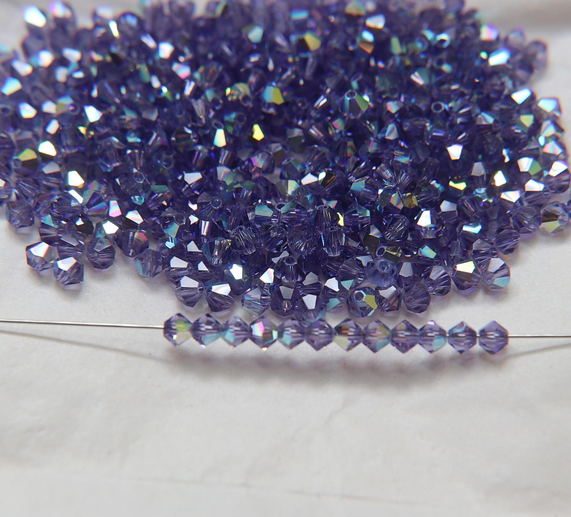 4mm Swarovski Tanzanite AB Bicones 36/72/144/432/720 Pieces rainbow beads, jewelry making, couture embellishments, embroidery materials