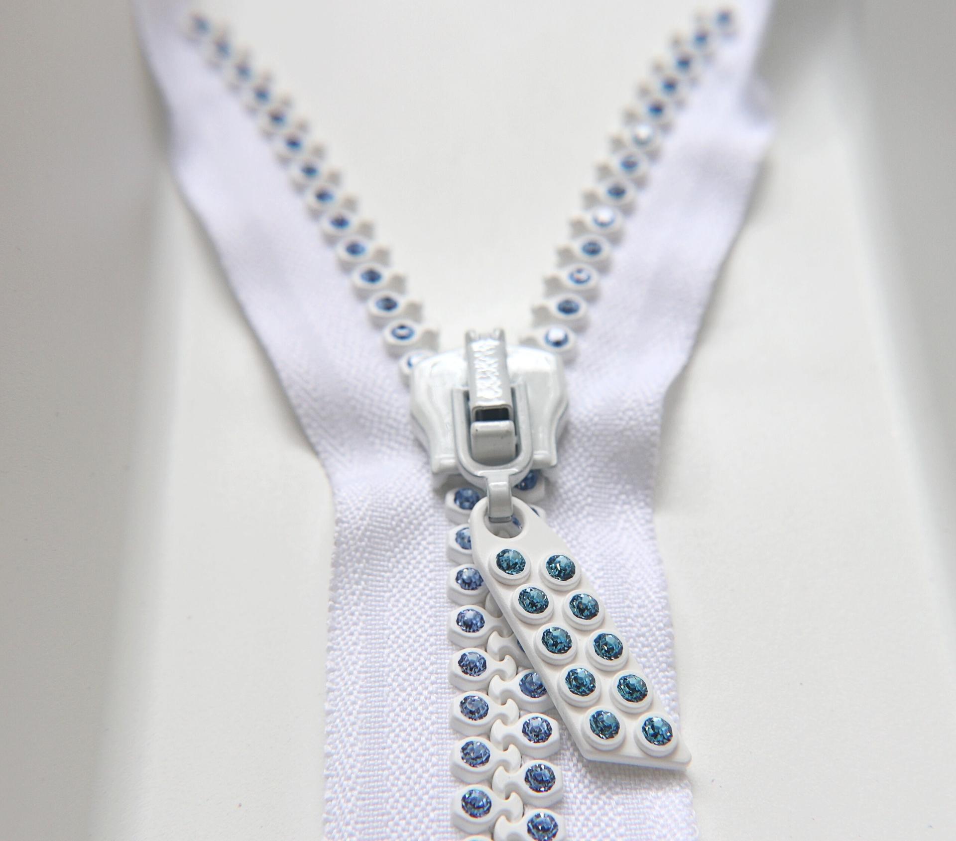 SS12 (3mm), 6 inch Swarovski Light Sapphire Rhinestone Zipper closed at one end by PC, 80300