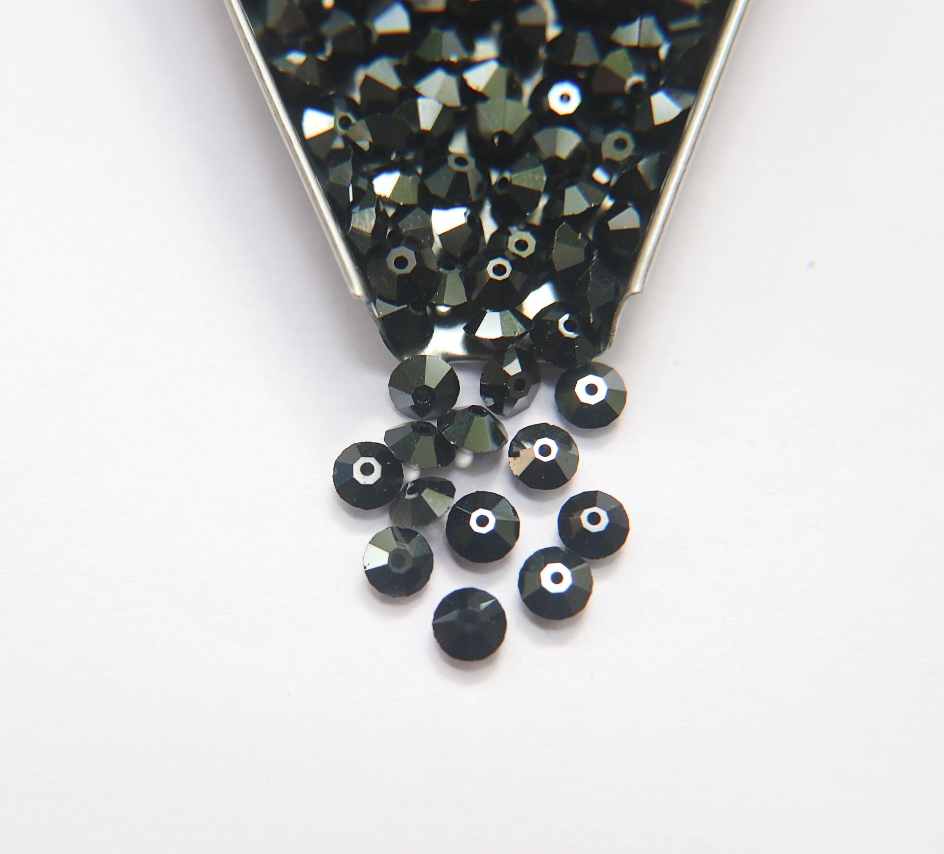 5x3mm Crystal Swarovski 5305 Flat Bicone Beads Jet Hematite 36/72/144/432/720 Pieces vintage premium beads, wedding embellishments