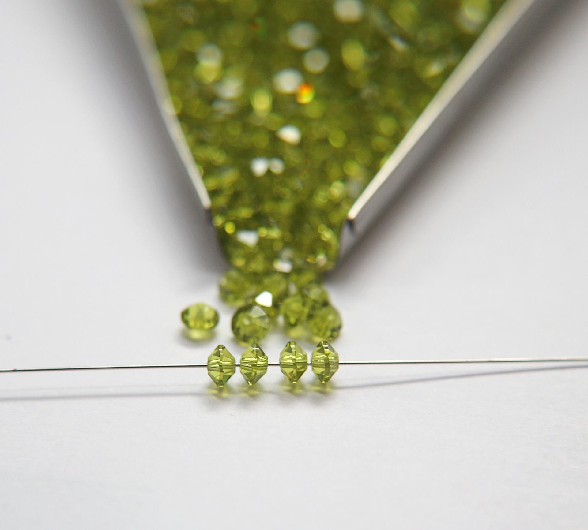 5x3mm Crystal Swarovski 5305 Flat Bicone Beads Green Light Olive 36/72/144/432/720 Pieces vintage premium beads, wedding embellishments
