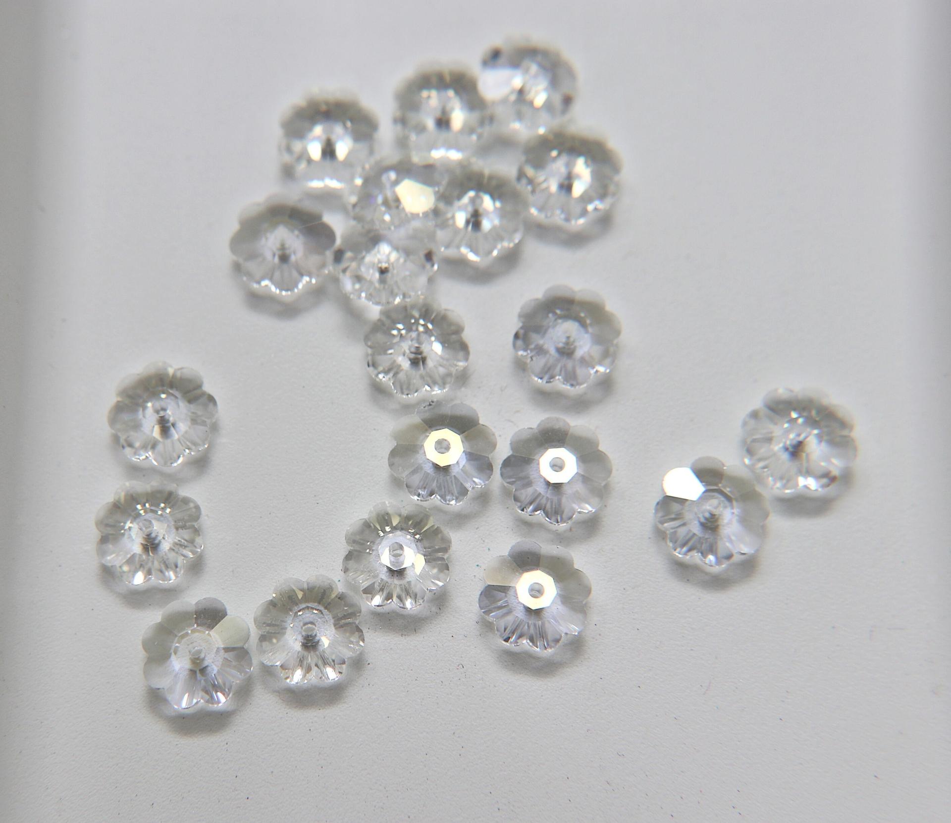 Preciosa Crystal Argent Flare Loch Flowers (Marguerite Lochrose, Margarita Flower), Flower Beads 2/6/12/36 pieces Vintage findings