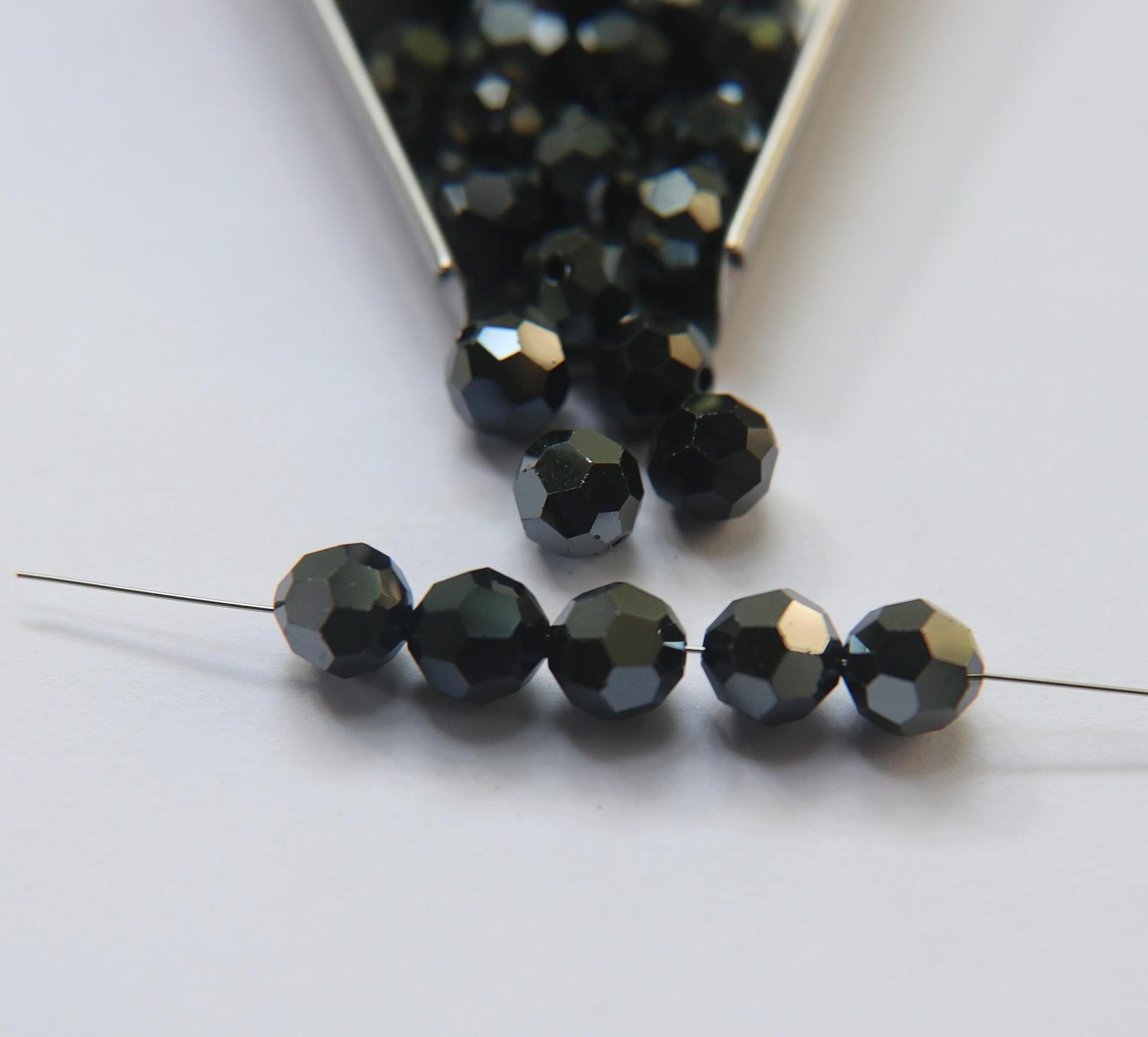 8MM Swarovski Jet Hematite 5000 Faceted Round Beads 2/6/12/36 Pieces jewelry making beads, VINTAGE FINDINGS