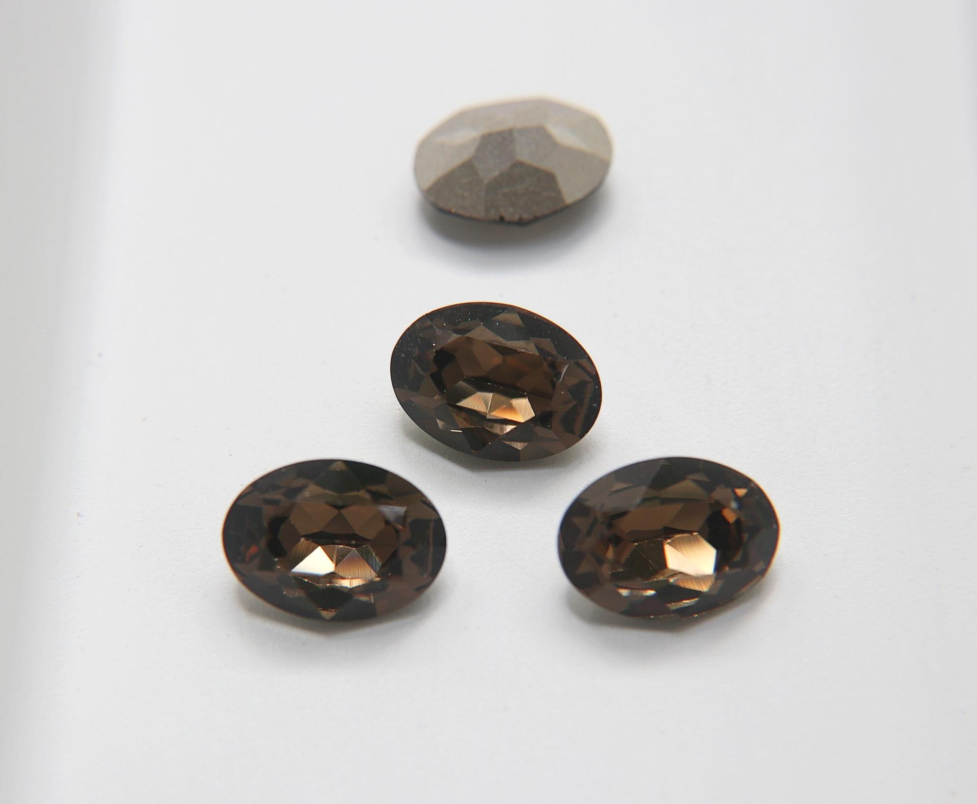 Vintage Swarovski 18x13 mm Oval Shape in Smoky Quartz 4128 Premier Crystal Rhinestones (2 Pieces) gemstones