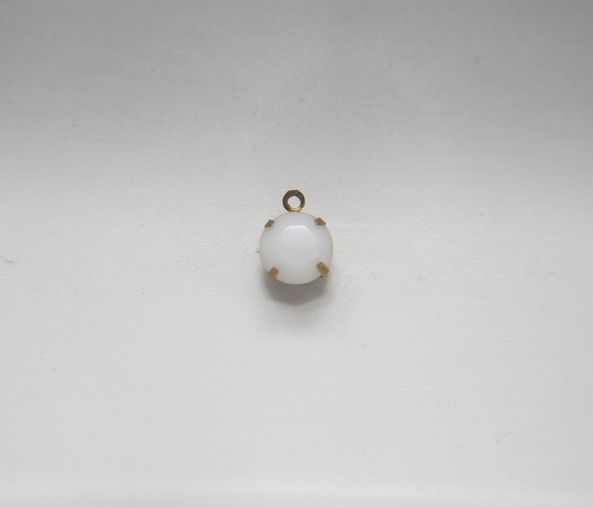 Swarovski 11 mm Round setting drop dangle (one/two loop) in White Alabaster 6/12/24/100/300 Pieces jewelry supplies in Brass/Vintage Black