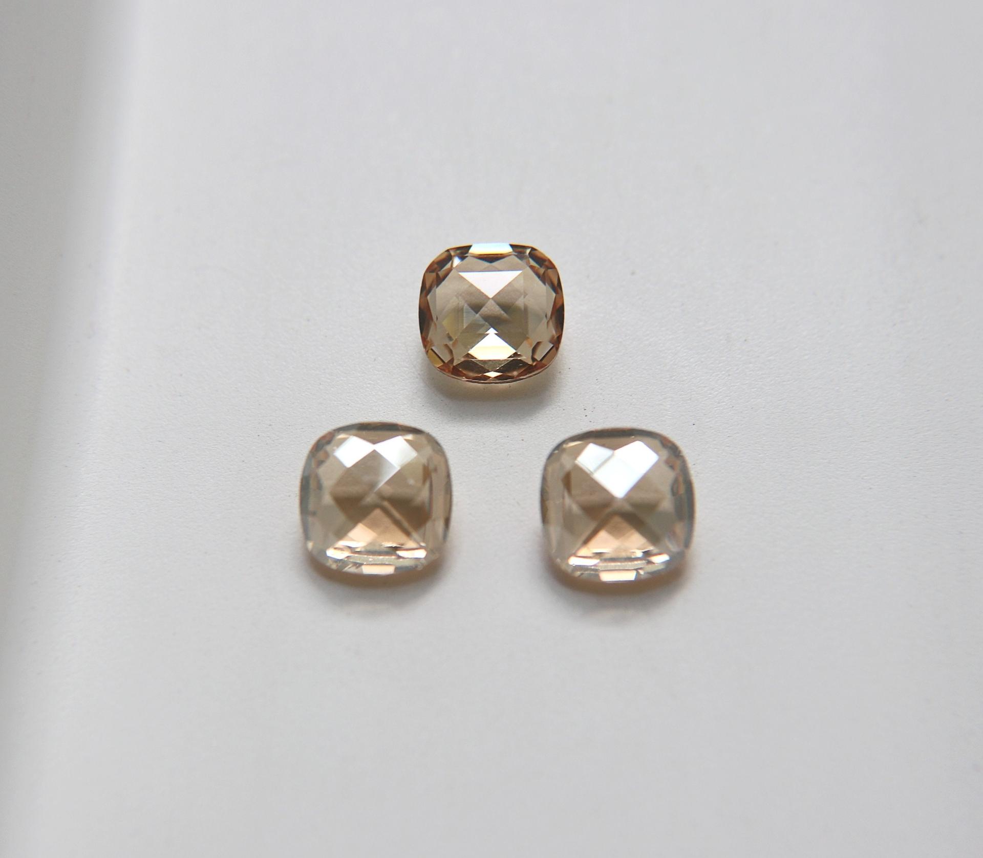 Vintage Swarovski 12mm Cushion Cut in Crystal Golden Shadow 4461 Premier Crystal 2 Pieces fancy stones, jewelry making, craft supply