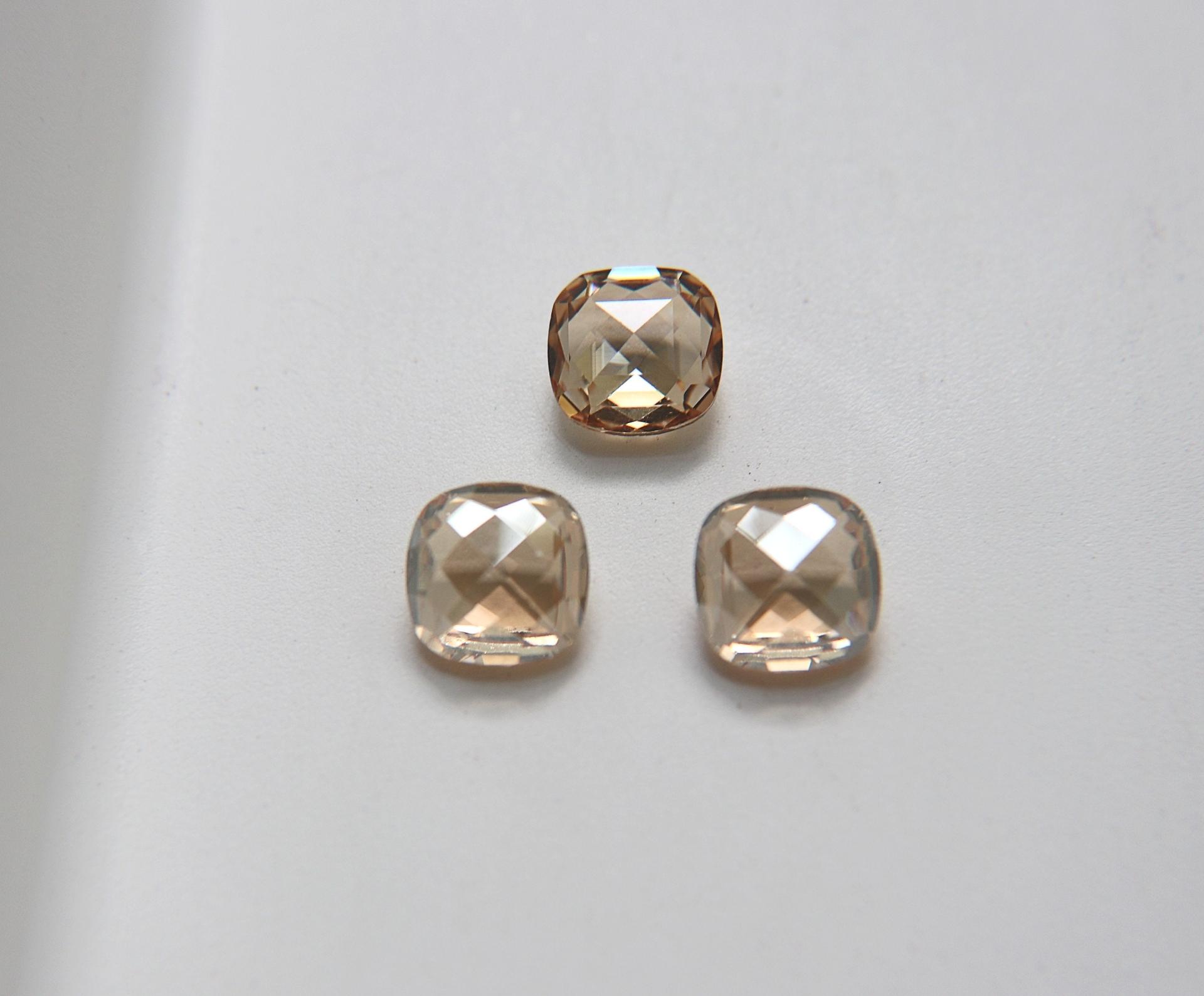 Vintage Swarovski 12mm Cushion Cut in Crystal Golden Shadow 4461 Premier Crystal 2 Pieces fancy stones, jewelry making, craft supply