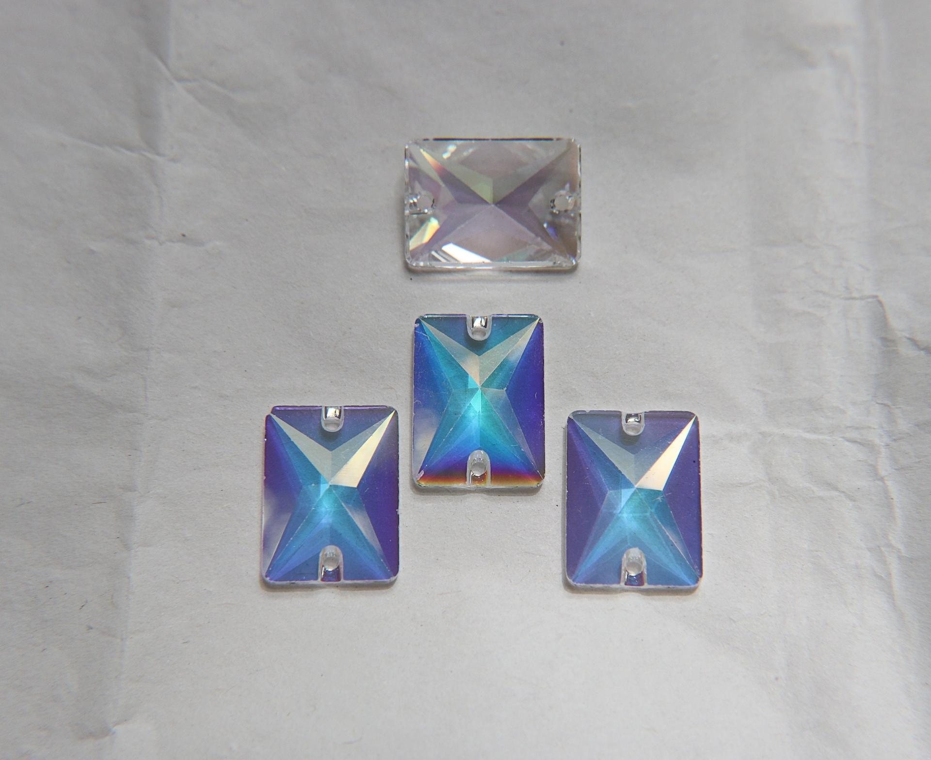 Swarovski 3250 Square Sew-On 18mm Rectangle in Aurore Boreale/Crystal Transmission, embroidery, 2/6/12/24 pieces bridal decorations