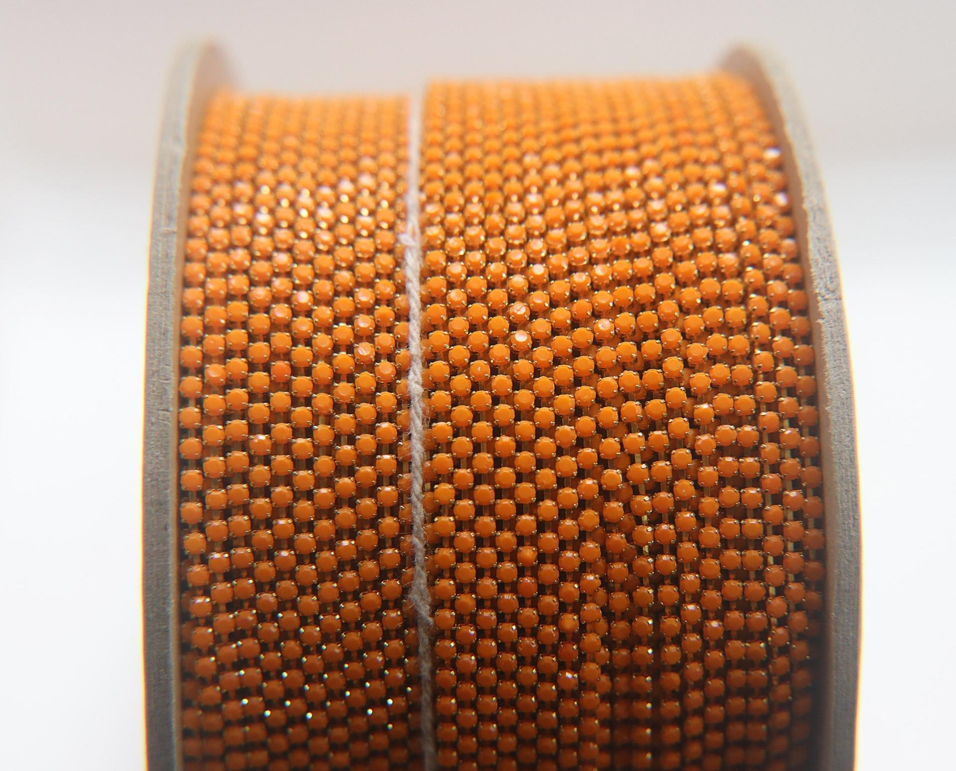 6 SS Rhinestone Chain Vintage Glass Opaque Light Orange 2mm 1/2/5/15 Meters embroidery material, findings