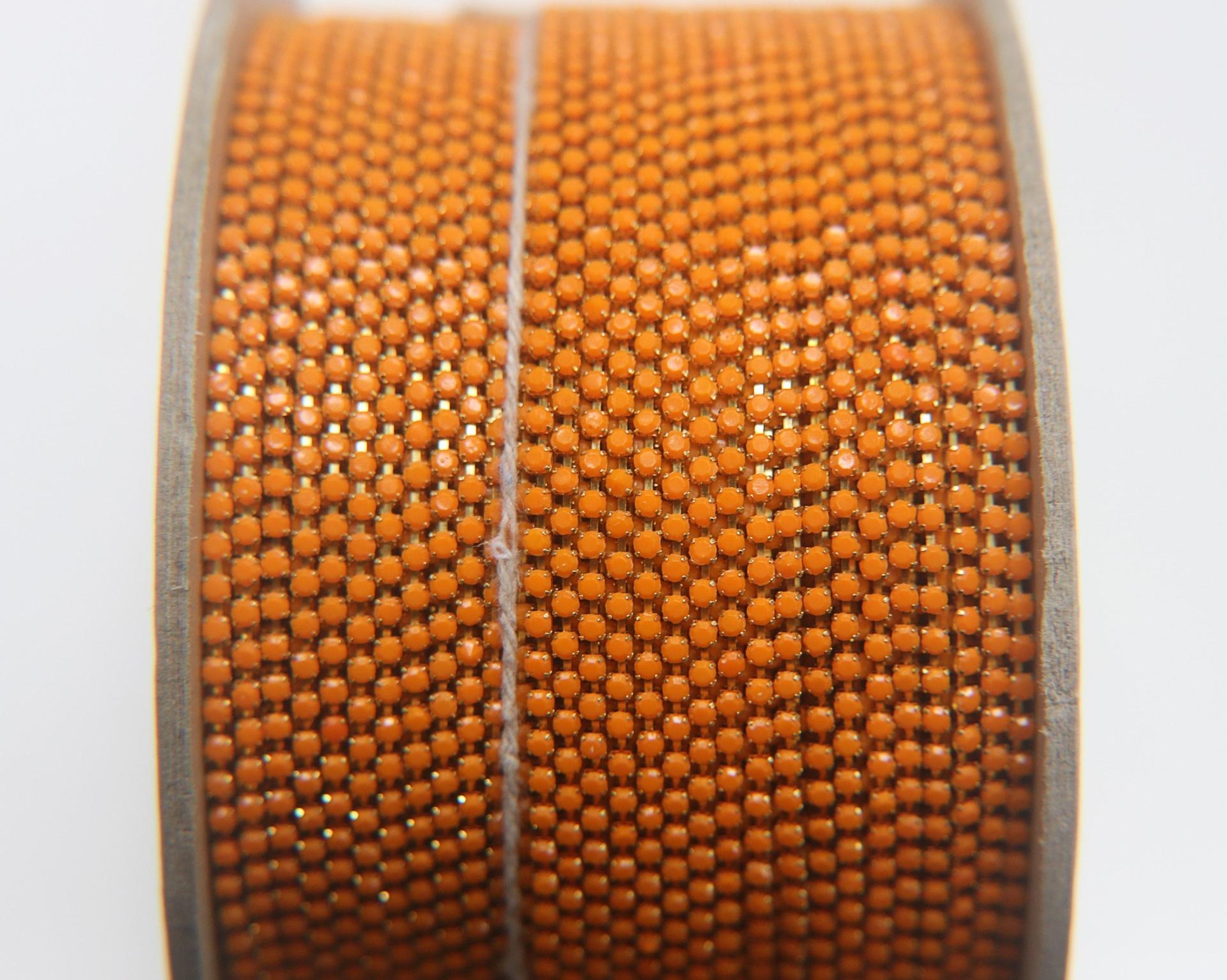 6 SS Rhinestone Chain Vintage Glass Opaque Light Orange 2mm 1/2/5/15 Meters embroidery material, findings