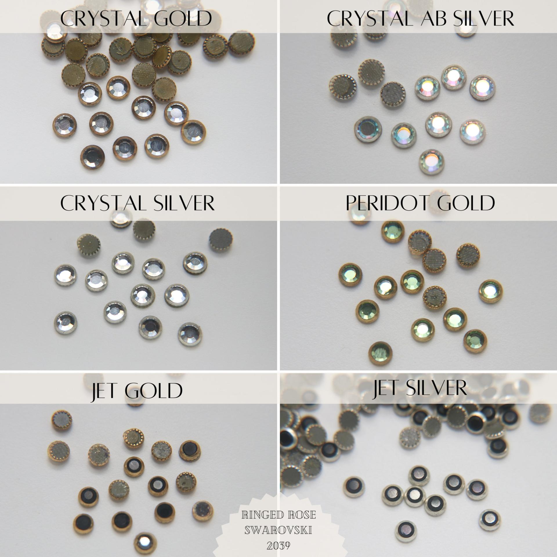 16SS Vintage Swarovski Hotfix Silver/Gold Ringed Rose 2039 Swarovski Roses (4mm) Made in Austria 36/72/288/720 Pieces