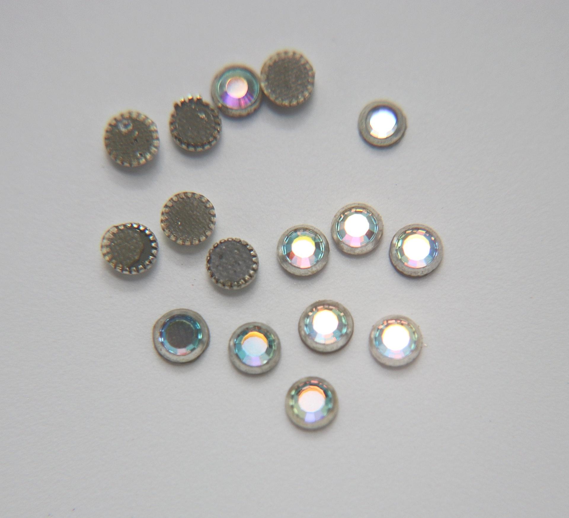 20SS Vintage Swarovski Hotfix Silver/Gold Ringed Rose 2039 Swarovski Roses (4.7mm) Made in Austria 36/72/288/720 Pieces