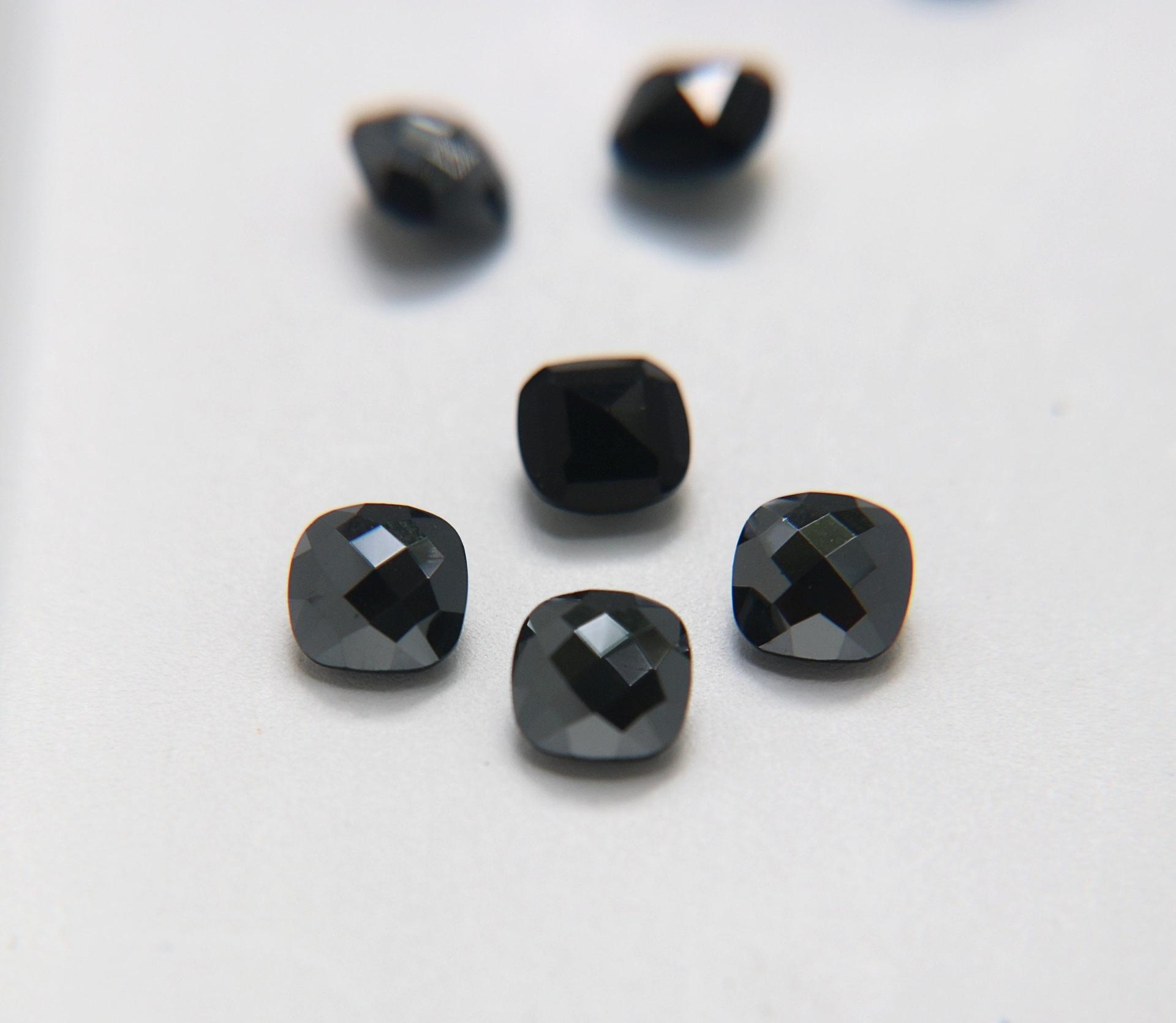 Vintage Swarovski 8mm Cushion Cut in Jet Hematite 4461 Premier Crystal (2 Pieces) fancy stones, jewelry making, craft supply