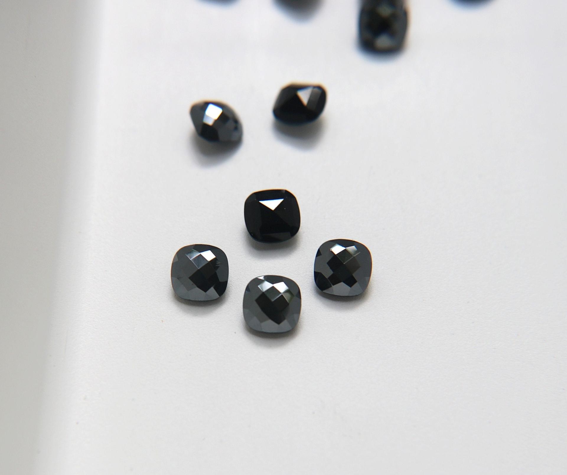 Vintage Swarovski 8mm Cushion Cut in Jet Hematite 4461 Premier Crystal (2 Pieces) fancy stones, jewelry making, craft supply