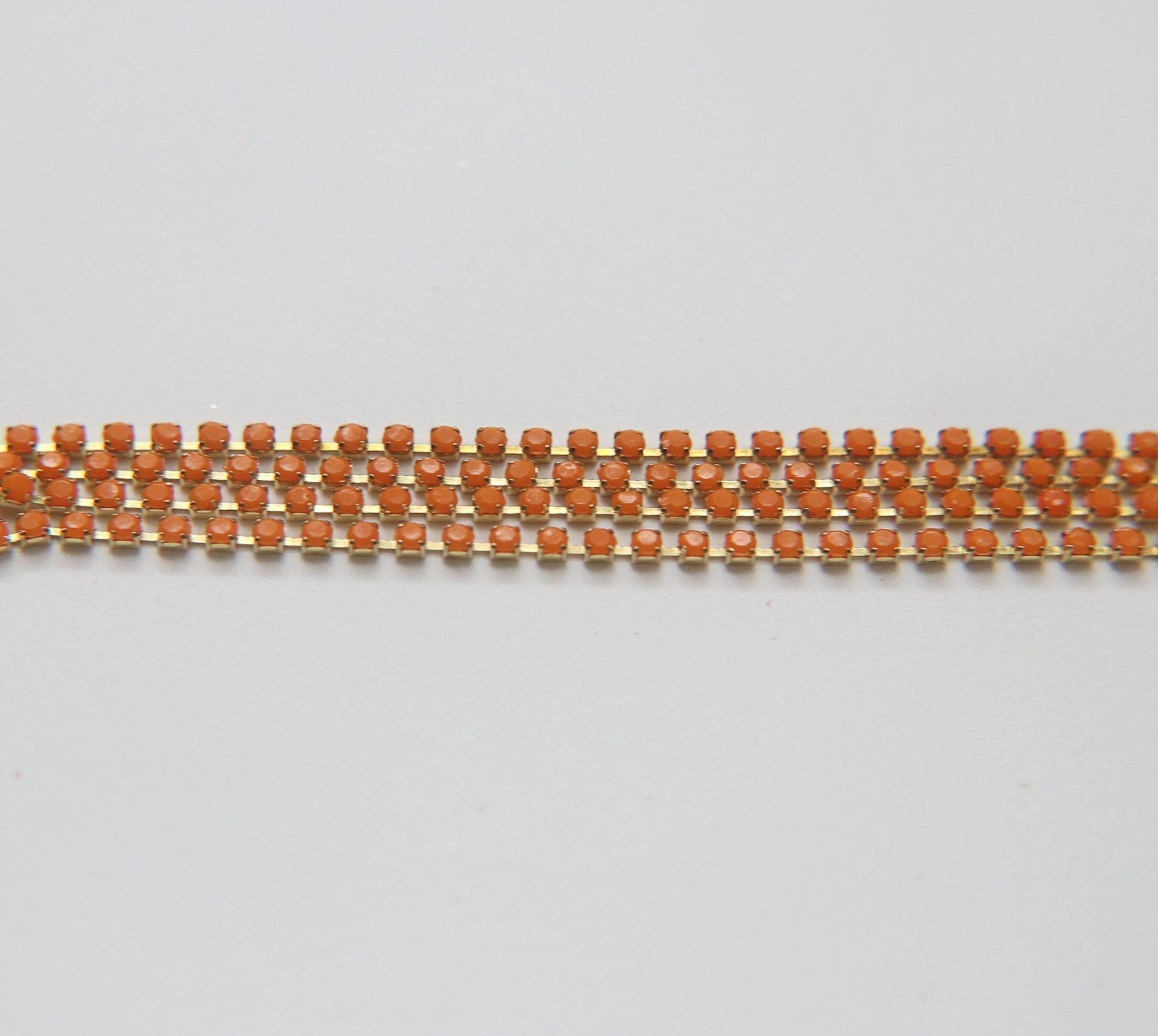 6 SS Rhinestone Chain Vintage Glass Opaque Light Orange 2mm 1/2/5/15 Meters embroidery material, findings