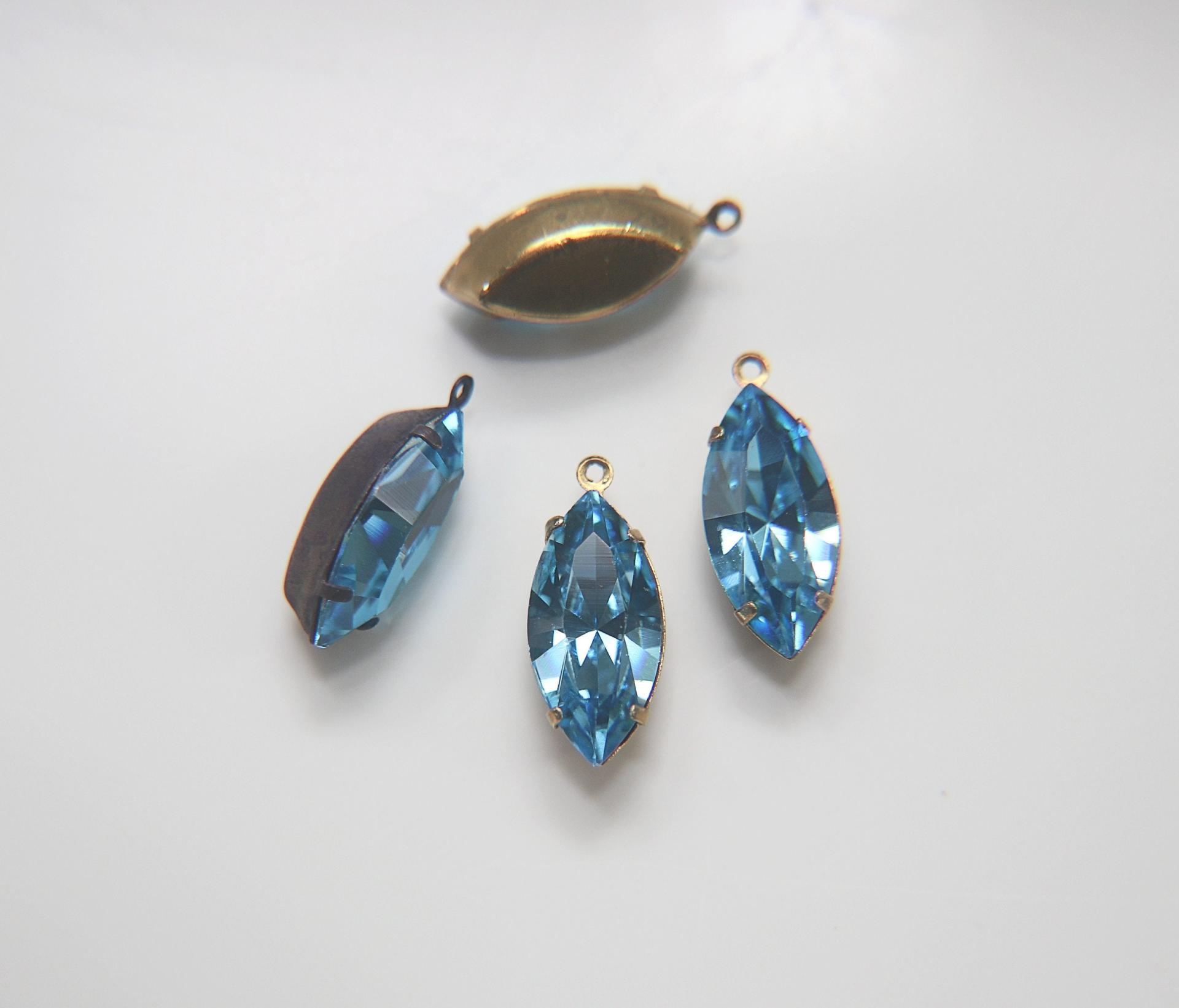 Swarovski Navette Stones setting drop dangle (one loop) in 12 colors 2/6/24/72 Pieces jewelry supplies Brass/Vintage Black
