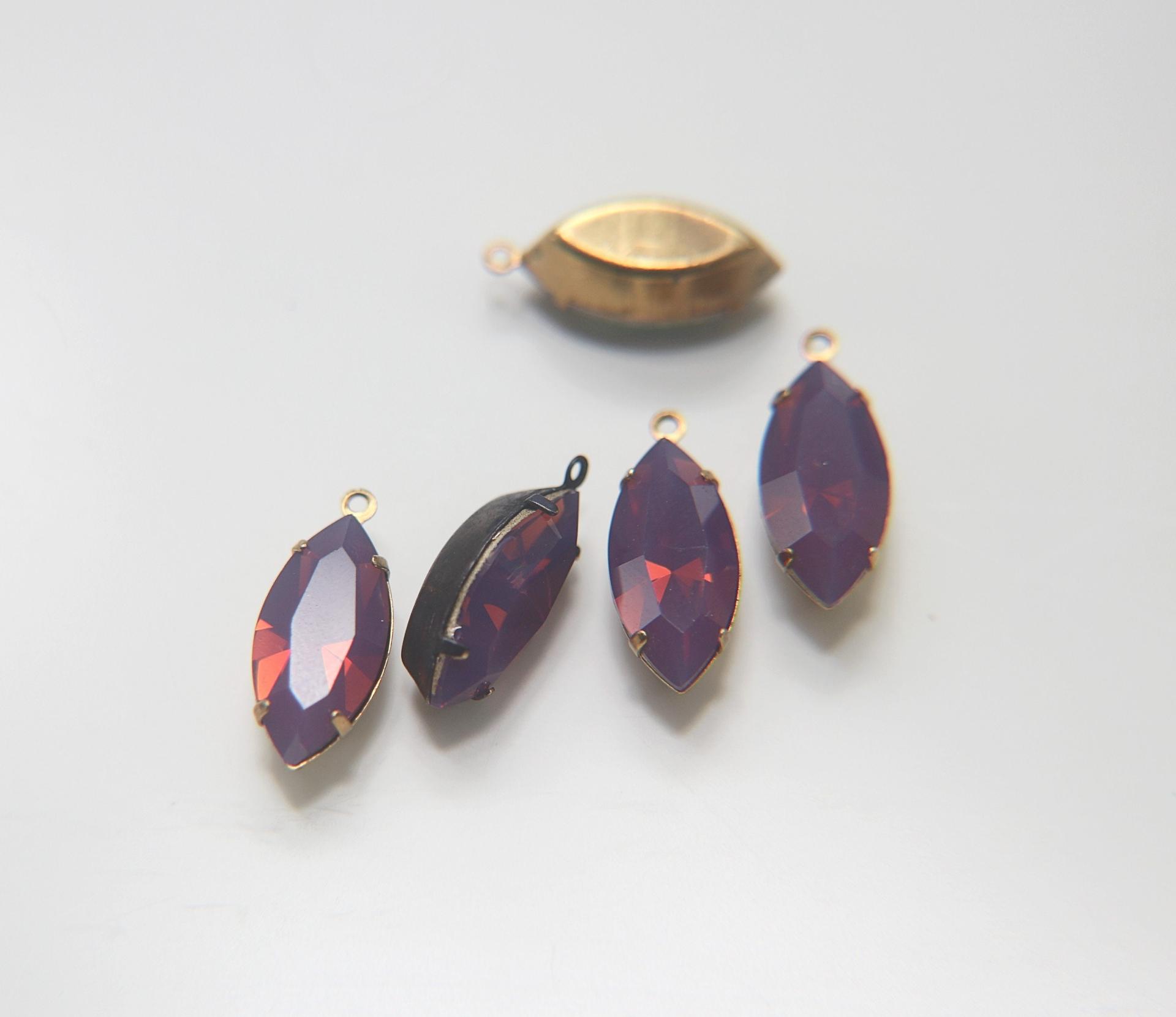 Swarovski Navette Stones setting drop dangle (one loop) in 12 colors 2/6/24/72 Pieces jewelry supplies Brass/Vintage Black