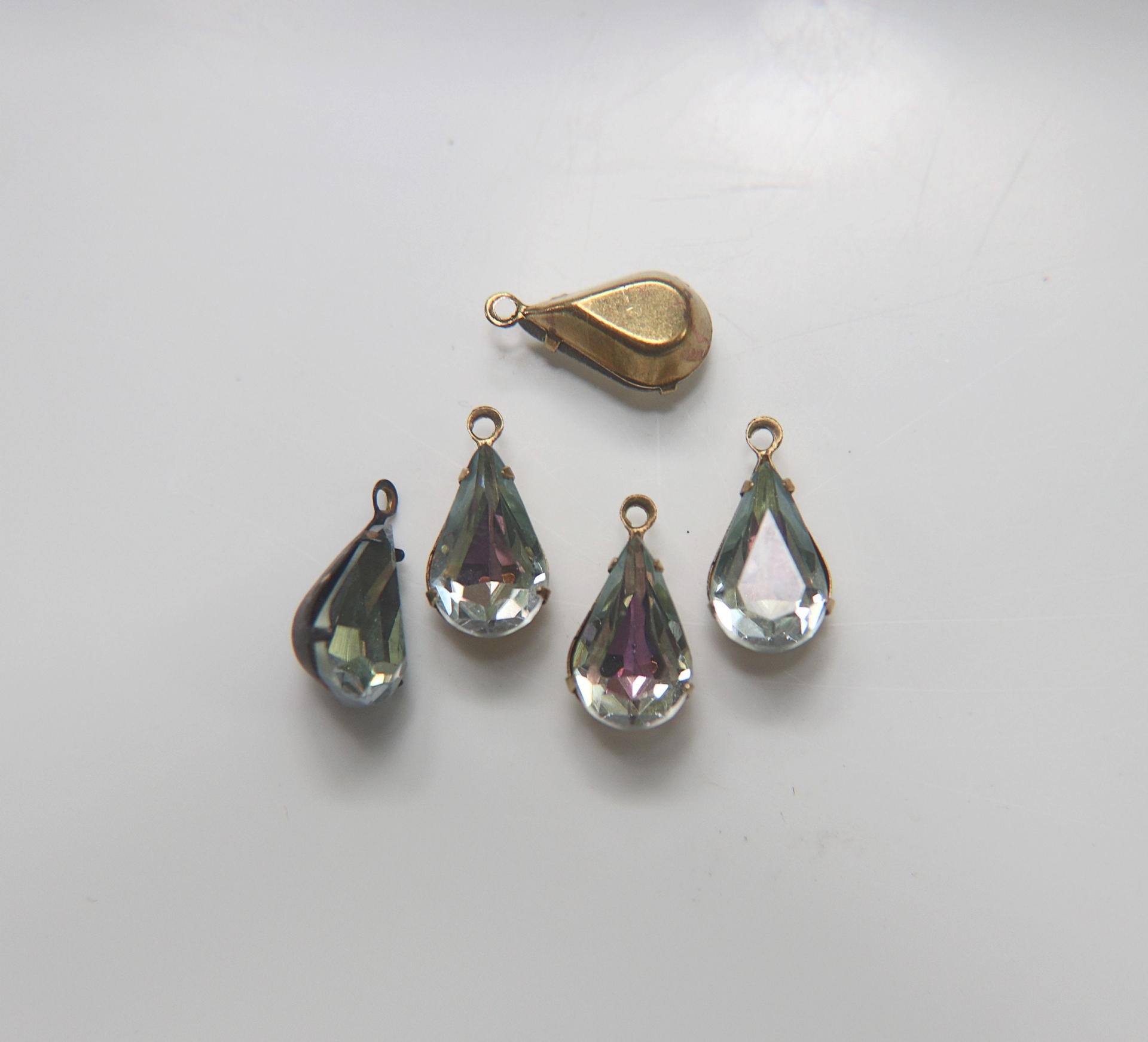 Swarovski 13x8 Fancy pear Stones setting drop dangle (one loop) in 9 colors 2/6/24/72 Pieces jewelry supplies Brass/Vintage Black
