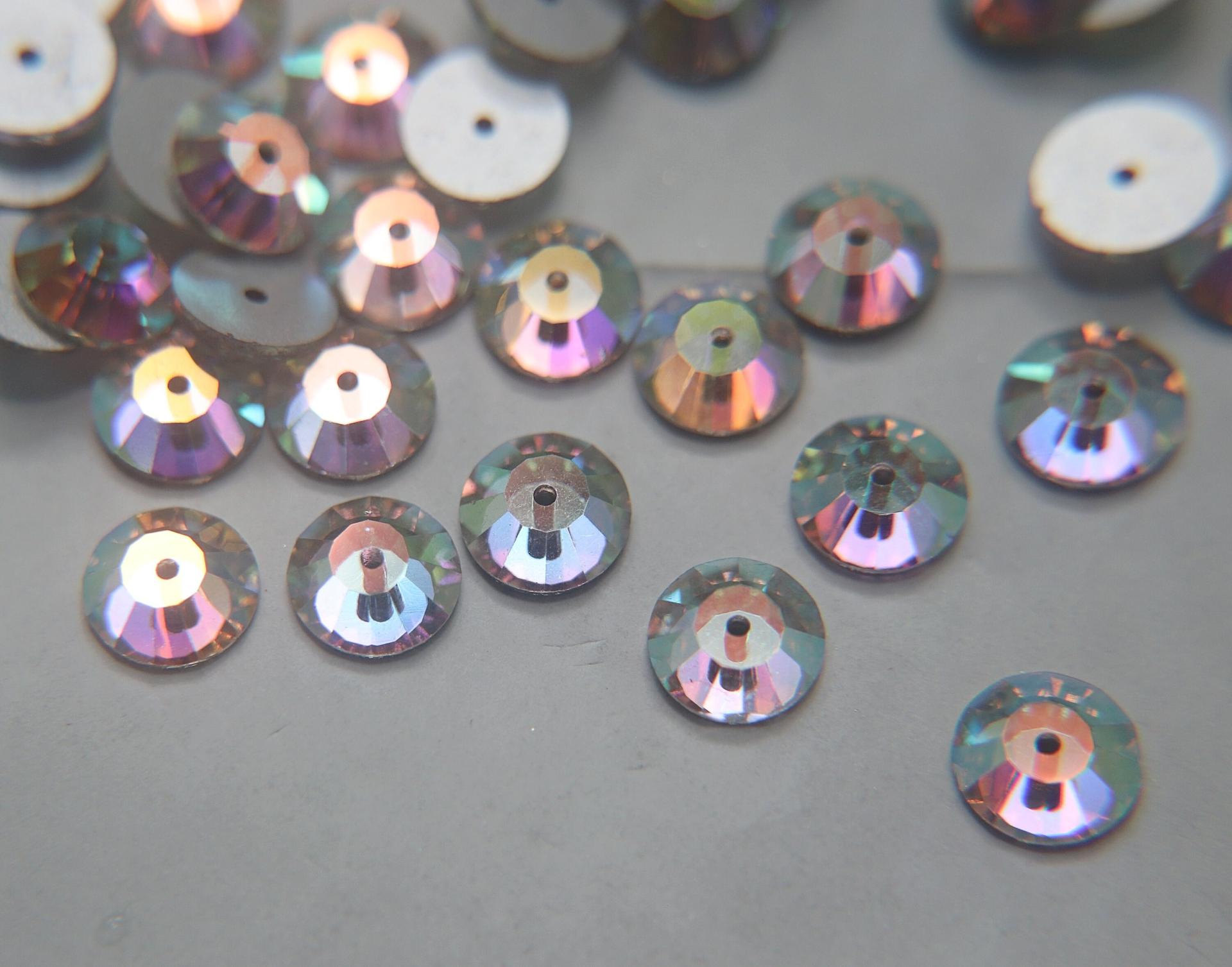 9mm Preciosa Crystal Flat Back Sew-On Stone - Loch Rose 12 Facet Sew-on STONES 6/24/72/144 Pieces, embroidery materials, wedding decoration