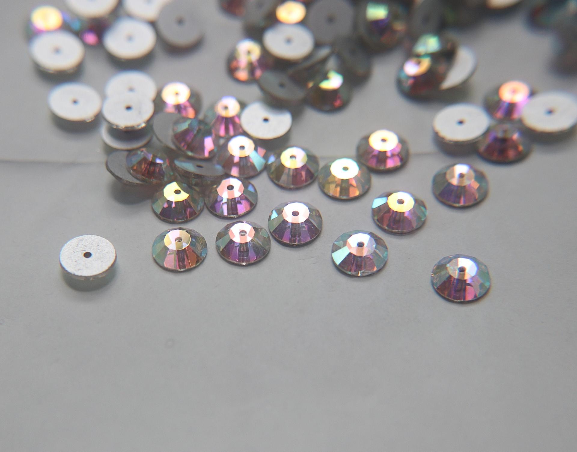 7mm Preciosa Crystal Flat Back Sew-On Stone - Loch Rose 12 Facet Sew-on STONES 24/72/144/720 Pieces, embroidery materials, wedding decoration