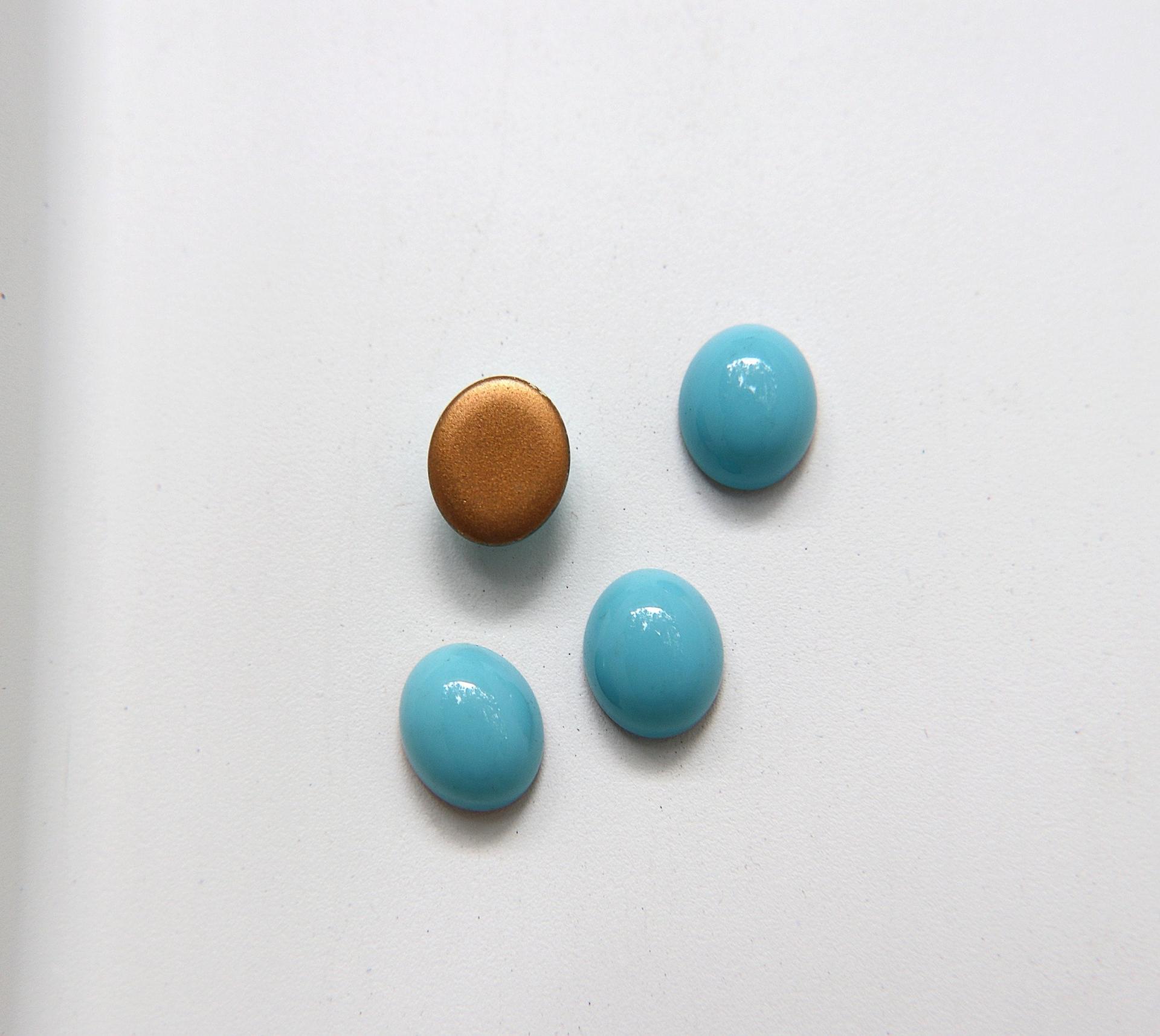 Swarovski 18 X 13 mm Vintage Turquoise Foiled Flat Back Oval Cabochon Cab 1/2/6 Pieces