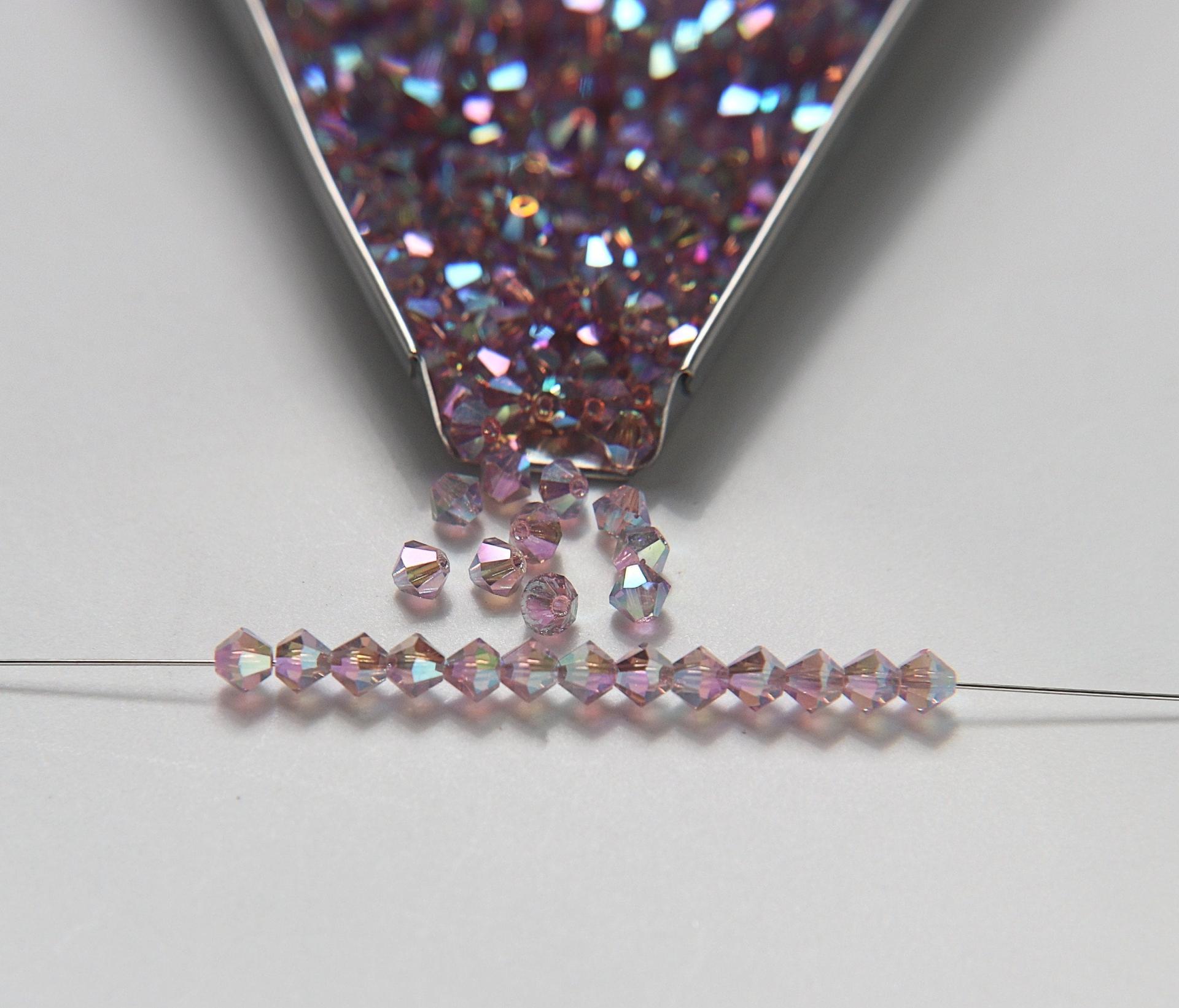 4mm Preciosa Light Amethyst 2X Glitter Bicones Beads 36/72/144/432/720 Pieces PREMIUM MATERIALS,embroidery materials, jewelry supplies
