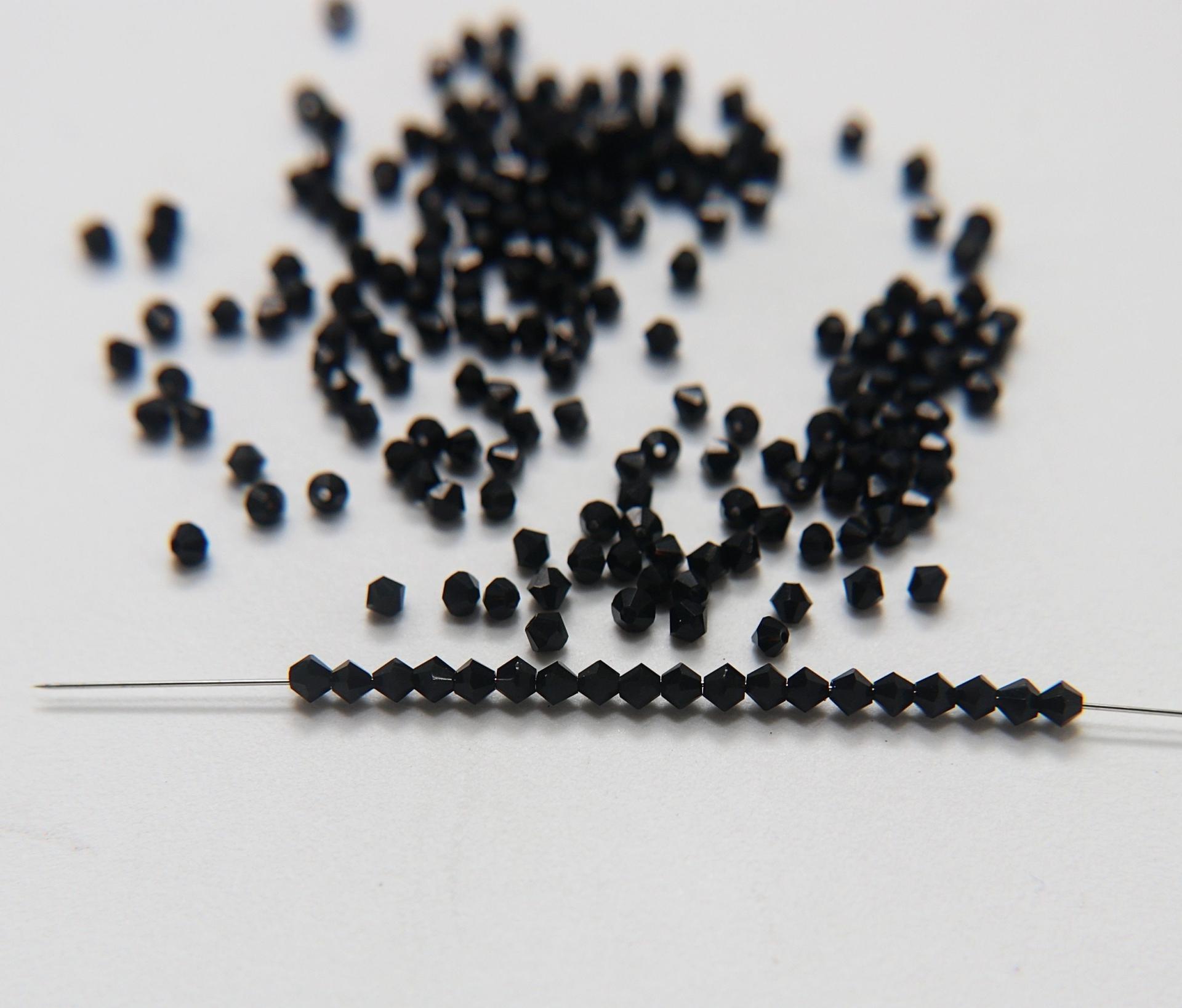 3mm Vintage Jet Bicone from Czech Republic 36/72/144/432/720 Pieces Jewelry findings, embroidery materials, jewelry making, craft supply