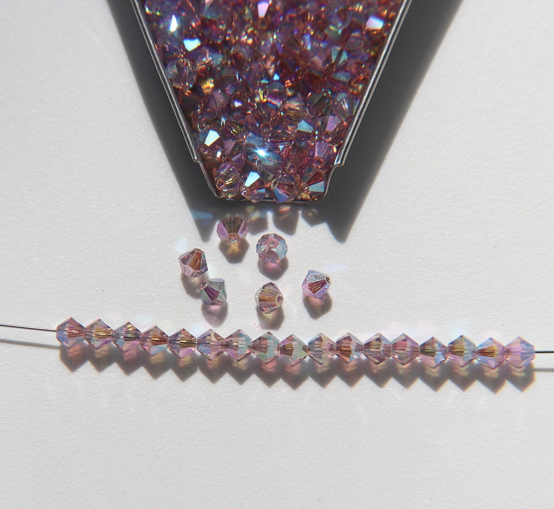 4mm Preciosa Lilac 2X Aurore Boreale Bicones Beads 36/72/144/432/720 Pieces PREMIUM MATERIALS,embroidery materials, jewelry supplies