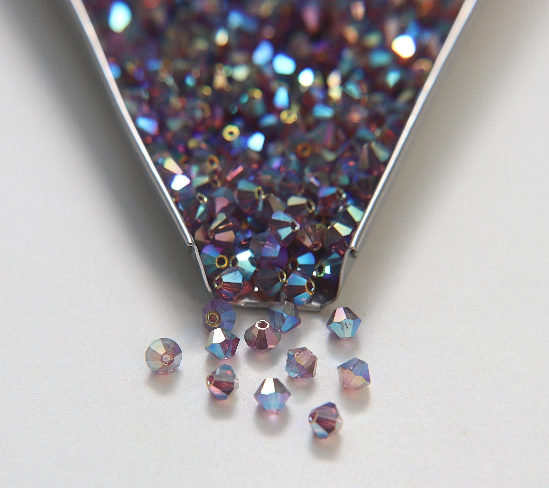 4mm Preciosa Lilac 2X Aurore Boreale Bicones Beads 36/72/144/432/720 Pieces PREMIUM MATERIALS,embroidery materials, jewelry supplies