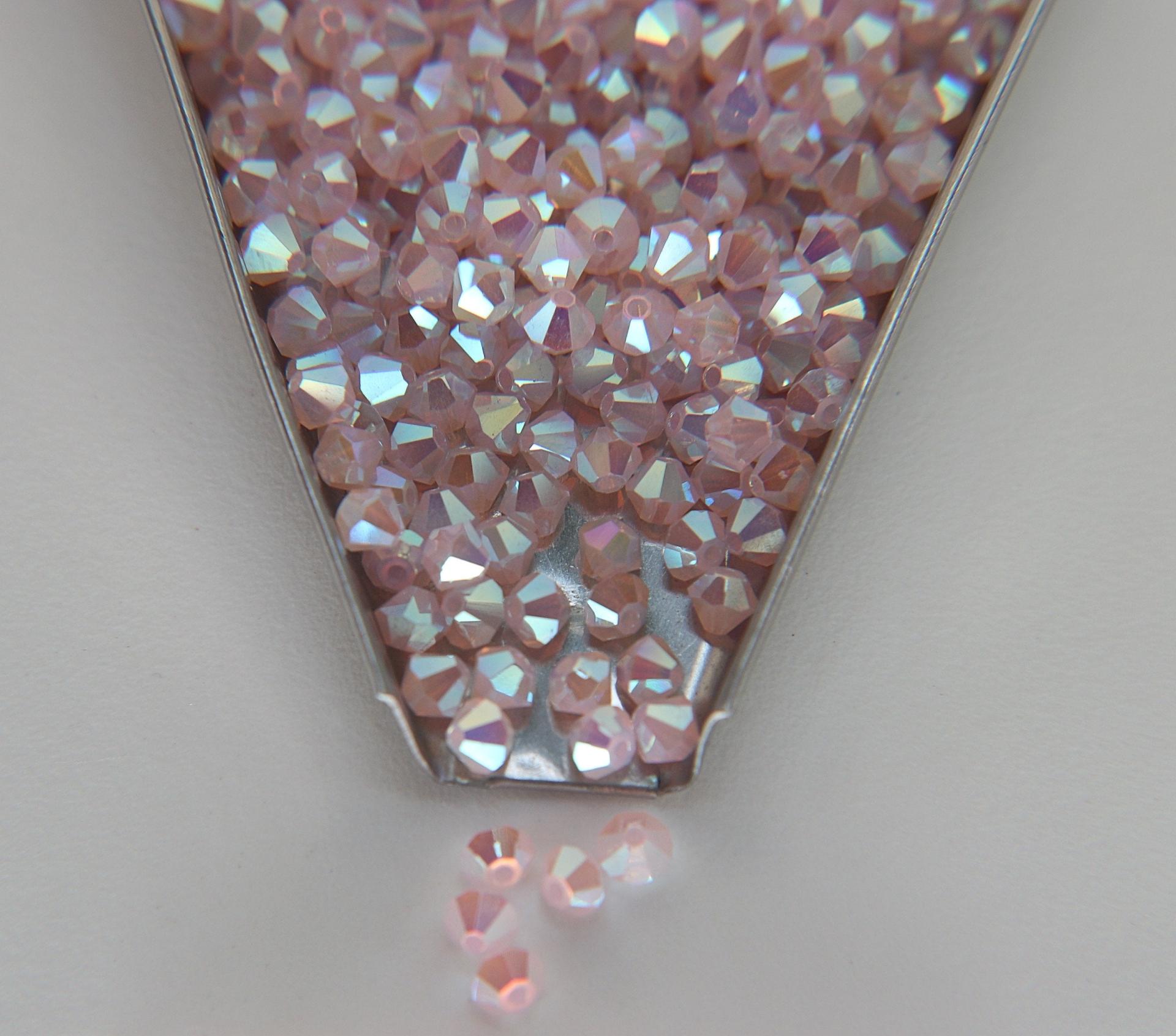 4mm Preciosa Rose Opal 2X Aurore Boreale Bicones Beads 36/72/144/432/720 Pieces PREMIUM MATERIALS,embroidery materials