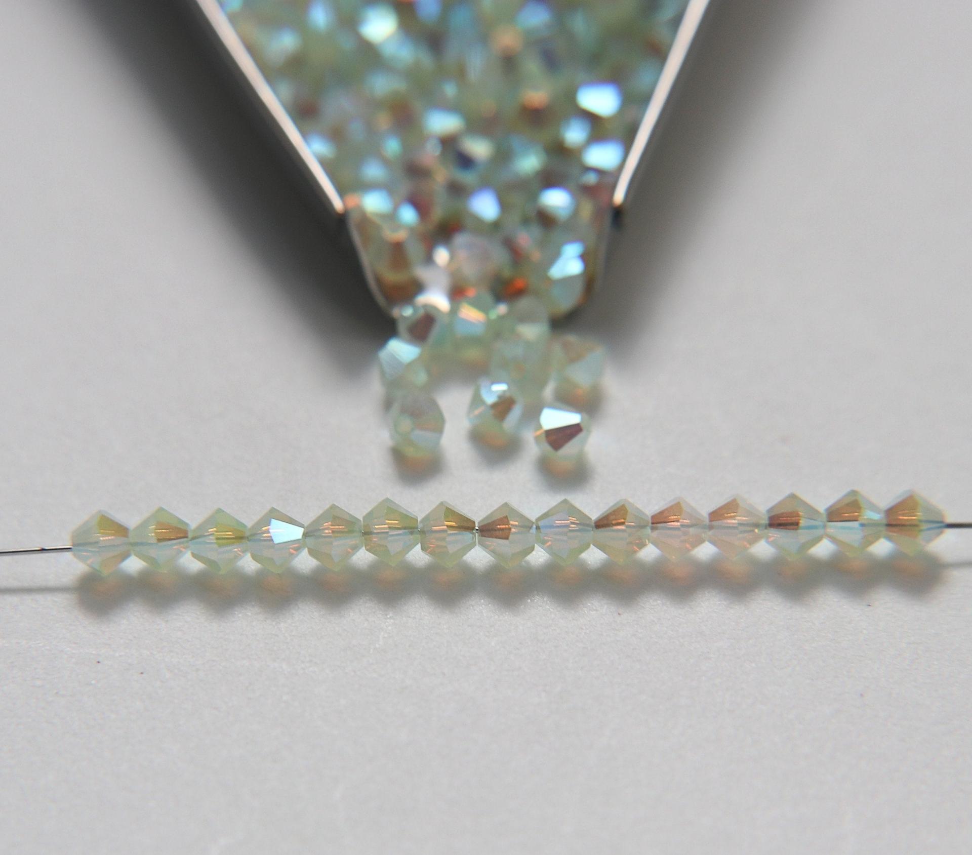 4mm Preciosa Chrysolite Opal 2X Aurore Boreale Bicones Beads 36/72/144/432/720 Pieces PREMIUM MATERIALS,embroidery materials