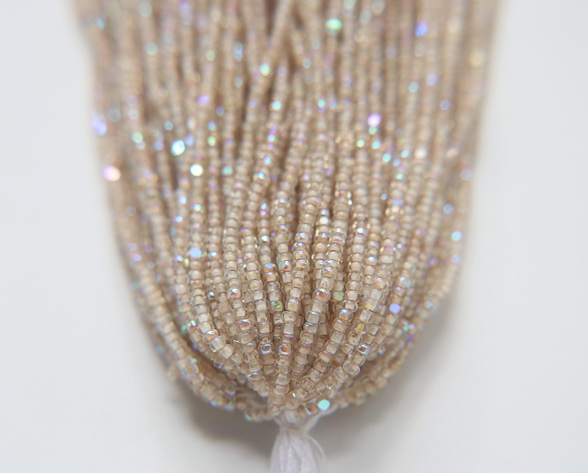 11/0 Hanks Charlotte Cut Beads Patina Cream Lined Aurore Boreale 1/5/25/50/100 Hanks PREMIUM SEED BEADS, Native Supplies