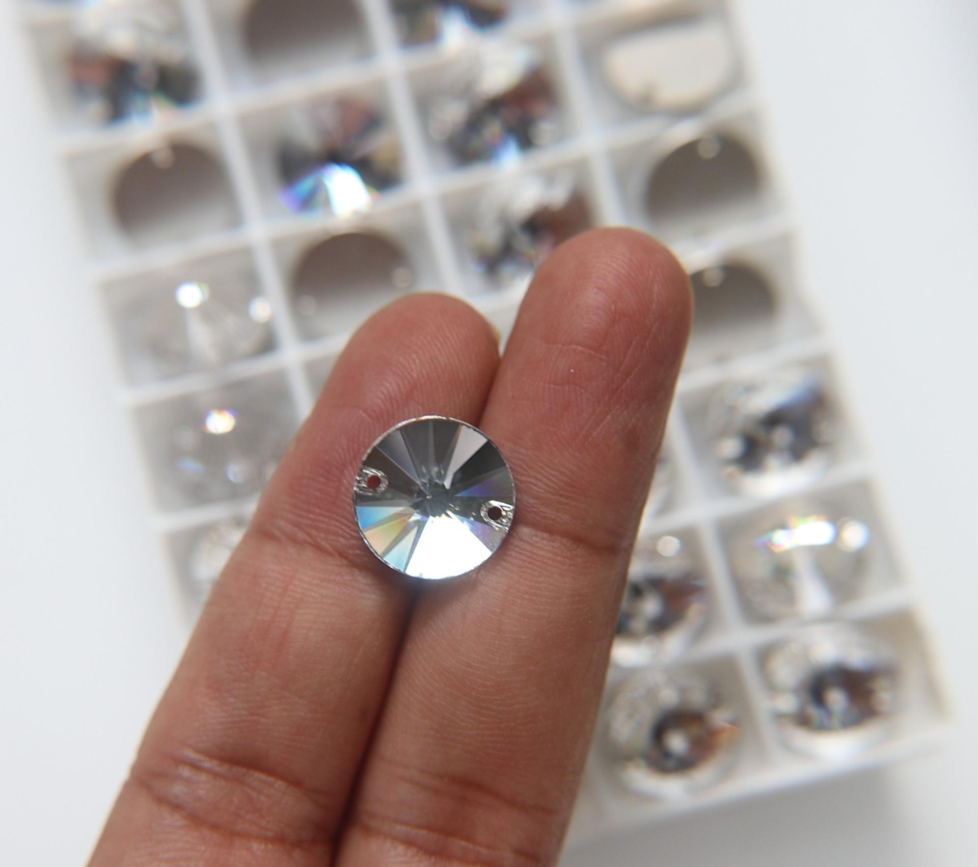 Swarovski 3200 14mm Rivoli Sew On Crystal, embroidery, jewelry parts 2/6/12/24 pieces bridal decorations, embroidery materials