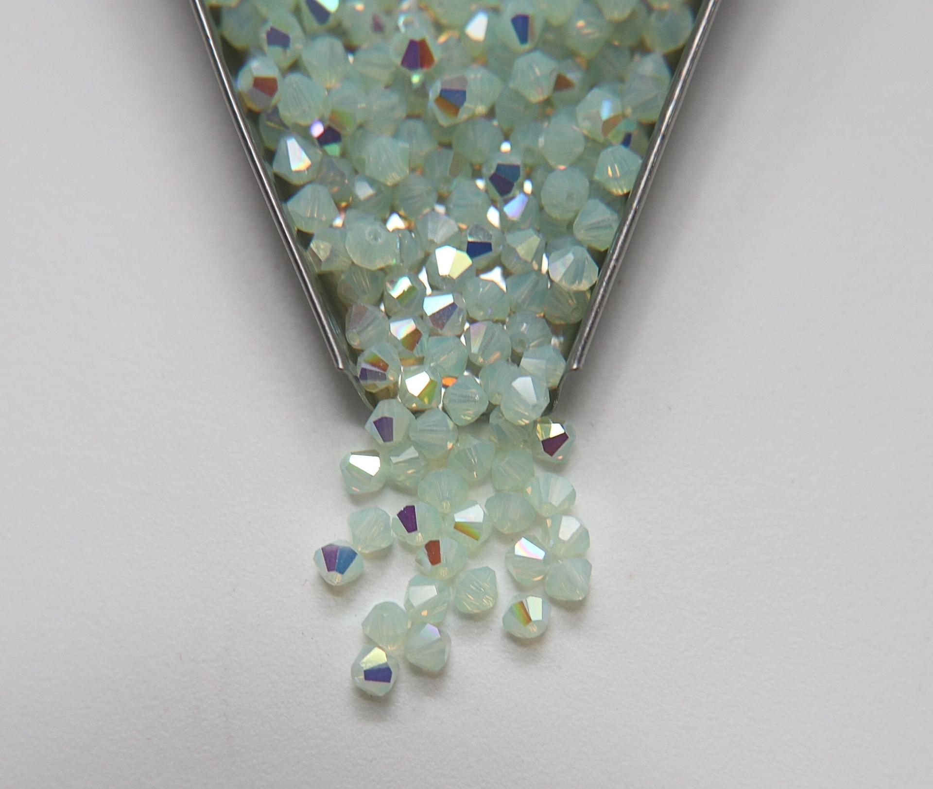 4mm Preciosa Chrysolite Opal 1X Aurore Boreale Bicones Beads 36/72/144/432/720 Pieces PREMIUM MATERIALS,embroidery materials