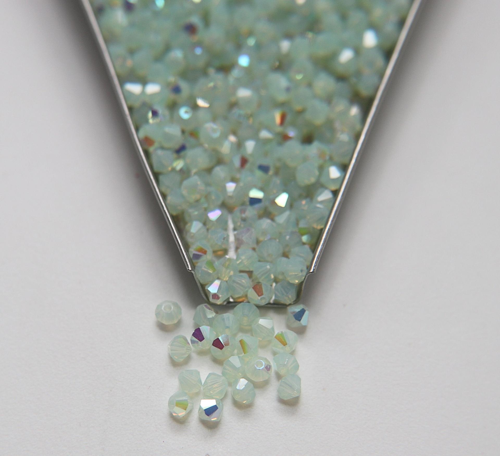 4mm Preciosa Chrysolite Opal 1X Aurore Boreale Bicones Beads 36/72/144/432/720 Pieces PREMIUM MATERIALS,embroidery materials