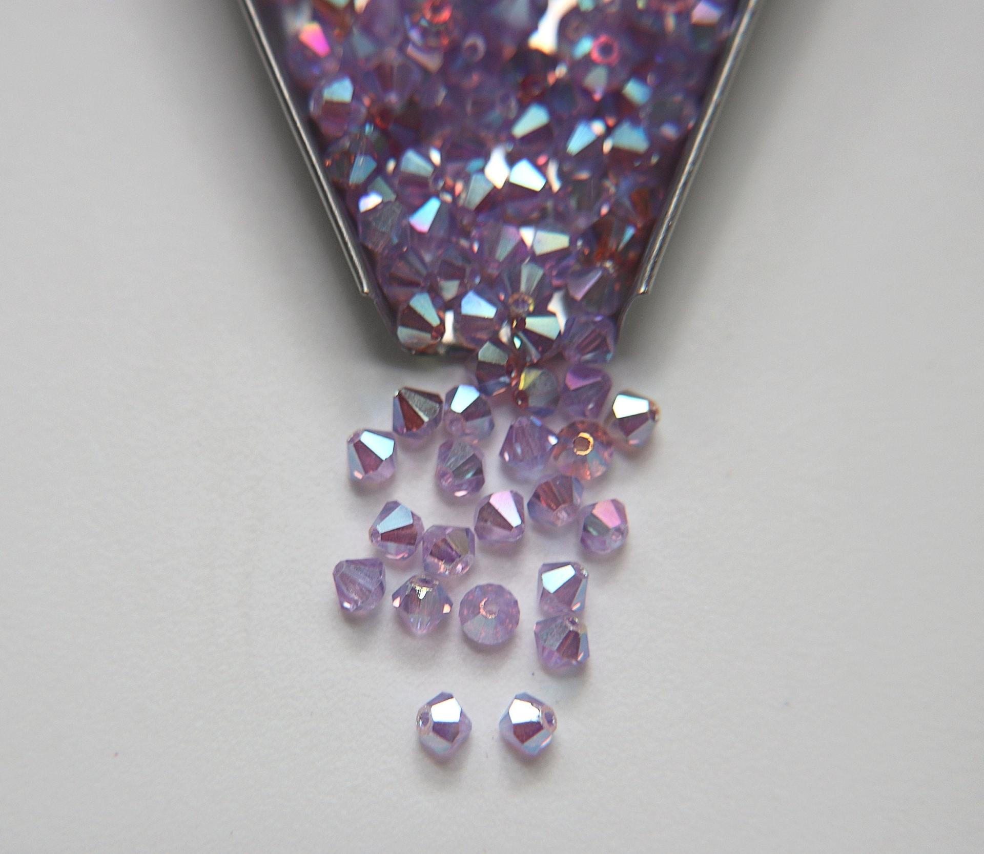 4mm Preciosa Violet 2X Aurore Boreale Bicones Beads 36/72/144/432/720 Pieces PREMIUM MATERIALS, embroidery materials, jewelry