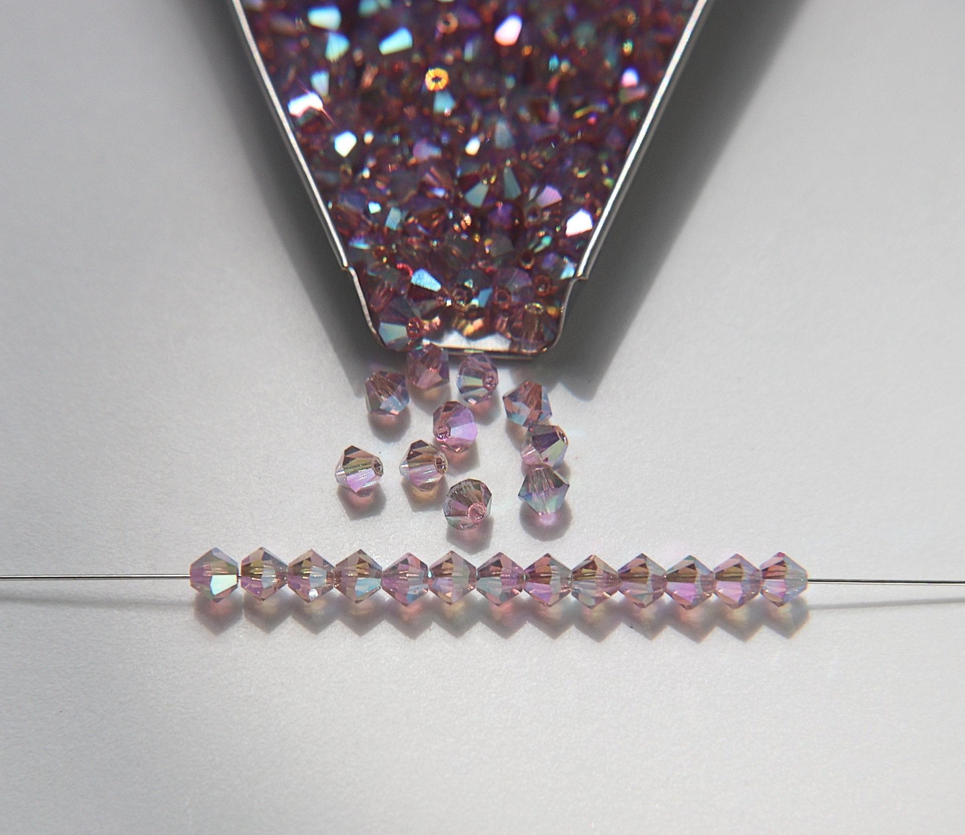 4mm Preciosa Light Amethyst 2X Glitter Bicones Beads 36/72/144/432/720 Pieces PREMIUM MATERIALS,embroidery materials, jewelry supplies