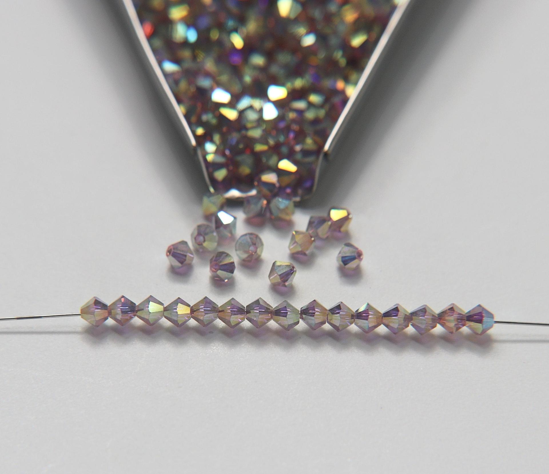 4mm Preciosa Violet 2X Aurore Boreale Bicones Beads 36/72/144/432/720 Pieces PREMIUM MATERIALS,embroidery materials, jewelry supplies