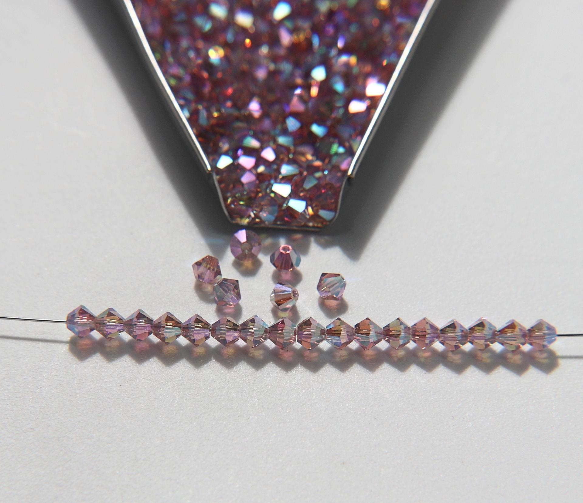 4mm Preciosa Lilac 2X Aurore Boreale Bicones Beads 36/72/144/432/720 Pieces PREMIUM MATERIALS,embroidery materials, jewelry supplies