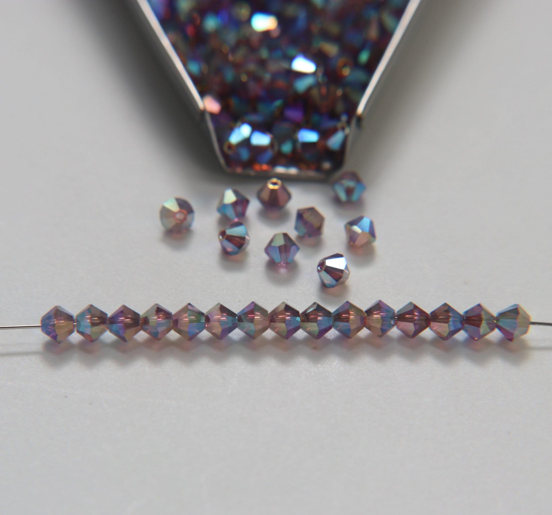4mm Preciosa Lilac 2X Aurore Boreale Bicones Beads 36/72/144/432/720 Pieces PREMIUM MATERIALS,embroidery materials, jewelry supplies