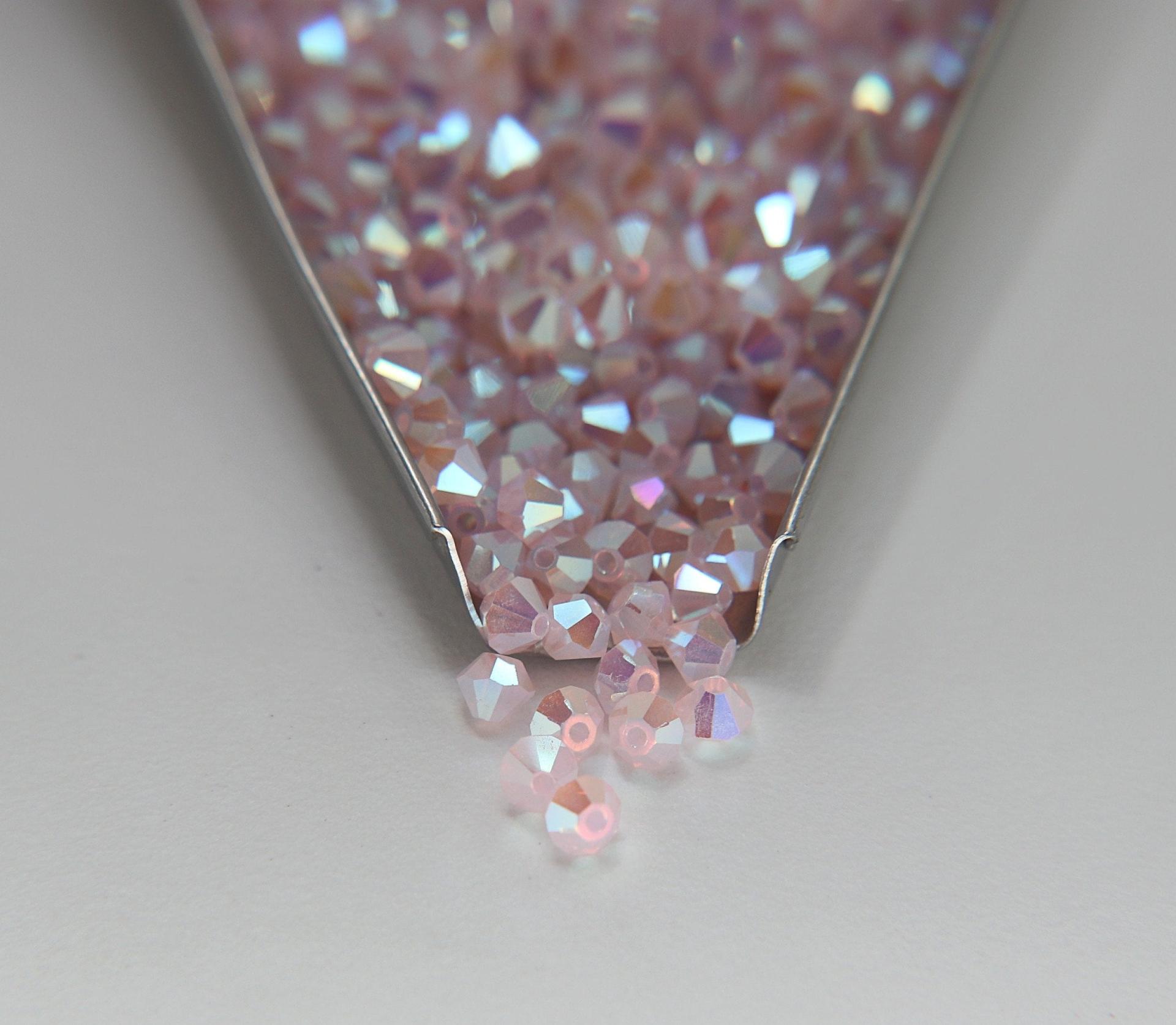 4mm Preciosa Rose Opal 2X Aurore Boreale Bicones Beads 36/72/144/432/720 Pieces PREMIUM MATERIALS,embroidery materials