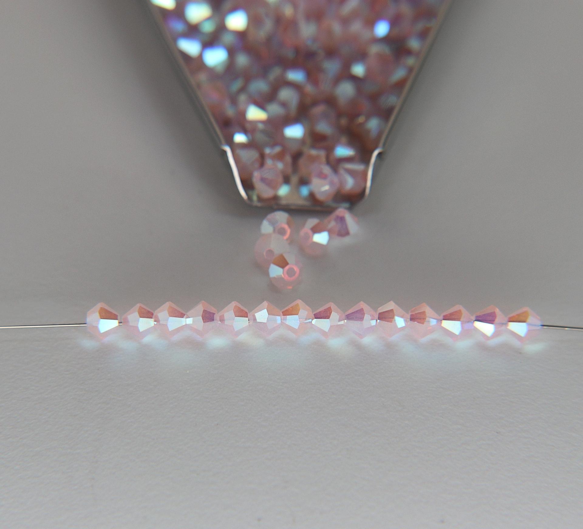 4mm Preciosa Rose Opal 2X Aurore Boreale Bicones Beads 36/72/144/432/720 Pieces PREMIUM MATERIALS,embroidery materials