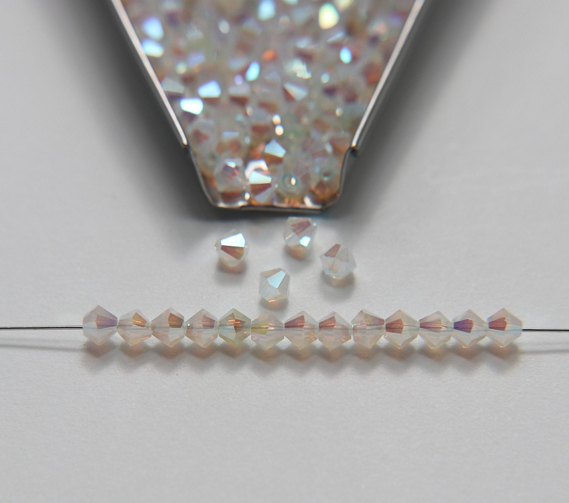 4mm Preciosa White Opal 2X Aurore Boreale Bicones Beads 36/72/144/432/720 Pieces PREMIUM MATERIALS,embroidery materials