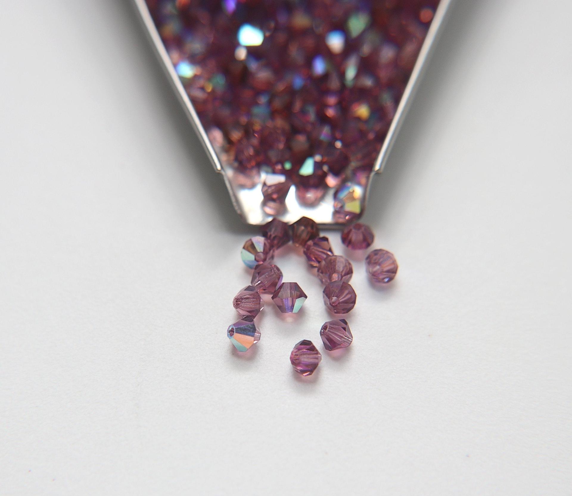 4mm Preciosa Amethyst 1X Aurore Boreale Bicones Beads 36/72/144/432/720 Pieces PREMIUM MATERIALS, embroidery materials