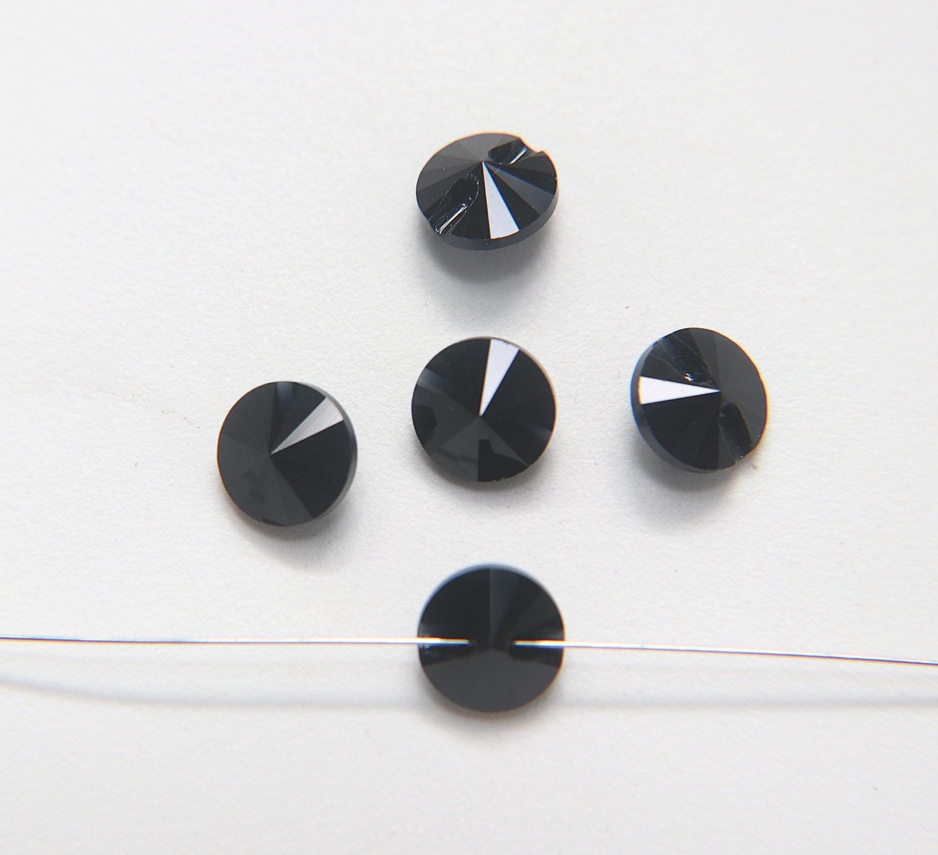 10mm Jet Vintage Swarovski 3015 Sew On Rivoli Button Genuine Swarovski Crystal 2/6/12 pieces
