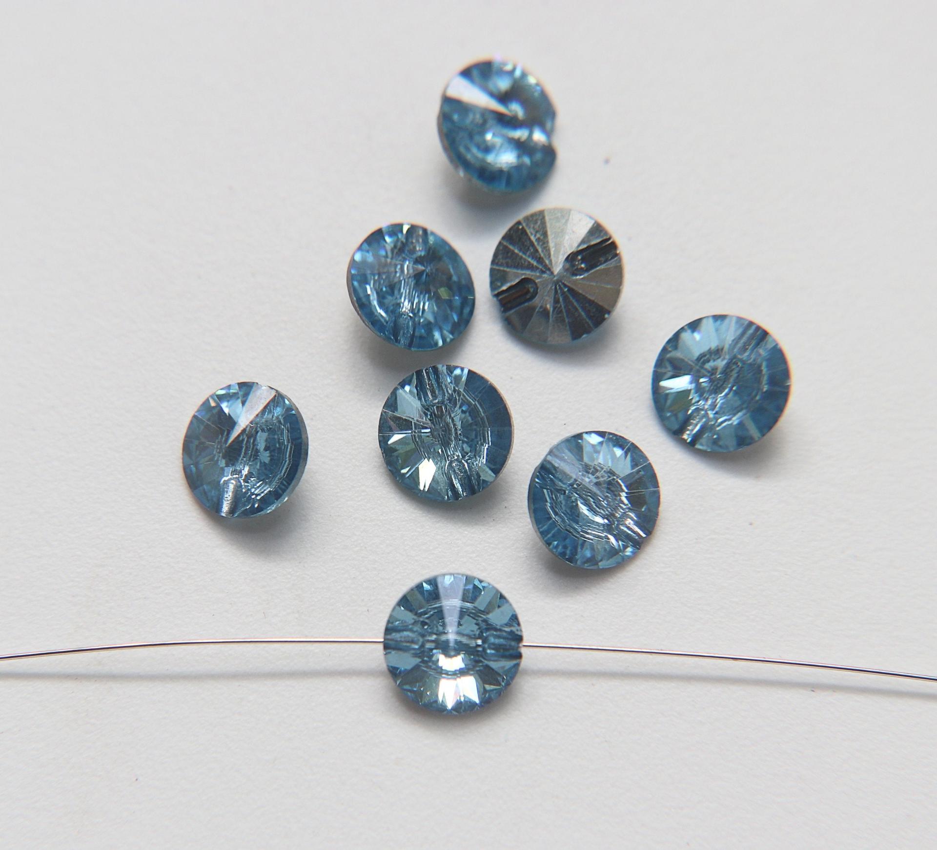 10mm Aquamarine Vintage Swarovski 3015 Sew On Rivoli Button Genuine Swarovski Crystal 2/6/12 pieces