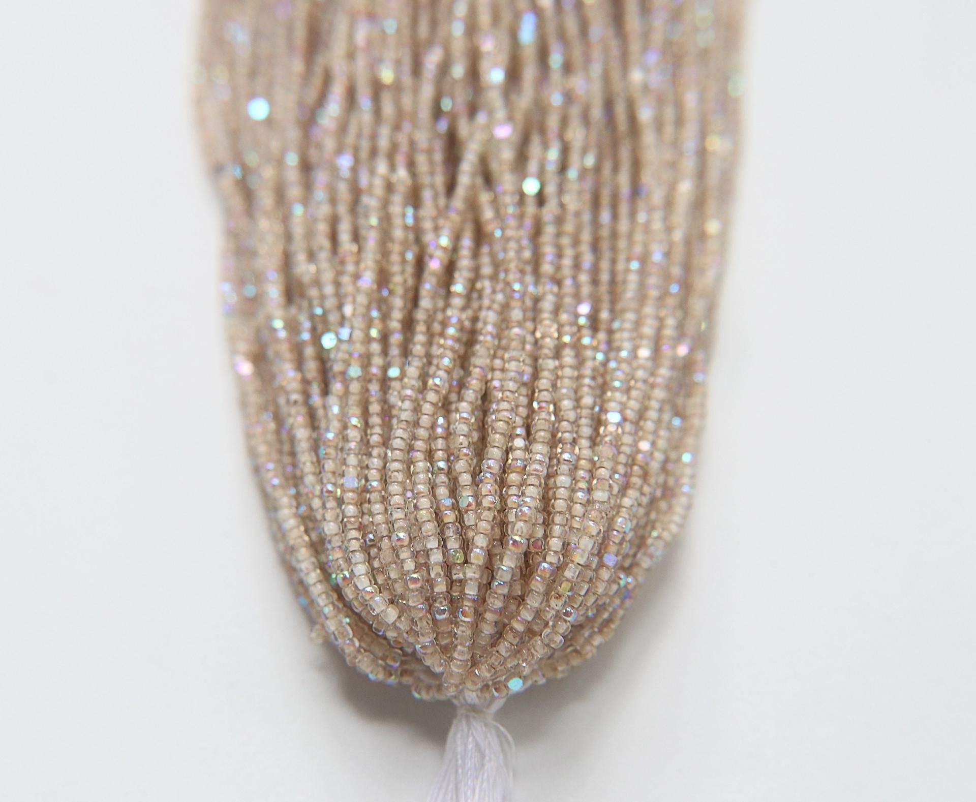11/0 Hanks Charlotte Cut Beads Patina Cream Lined Aurore Boreale 1/5/25/50/100 Hanks PREMIUM SEED BEADS, Native Supplies