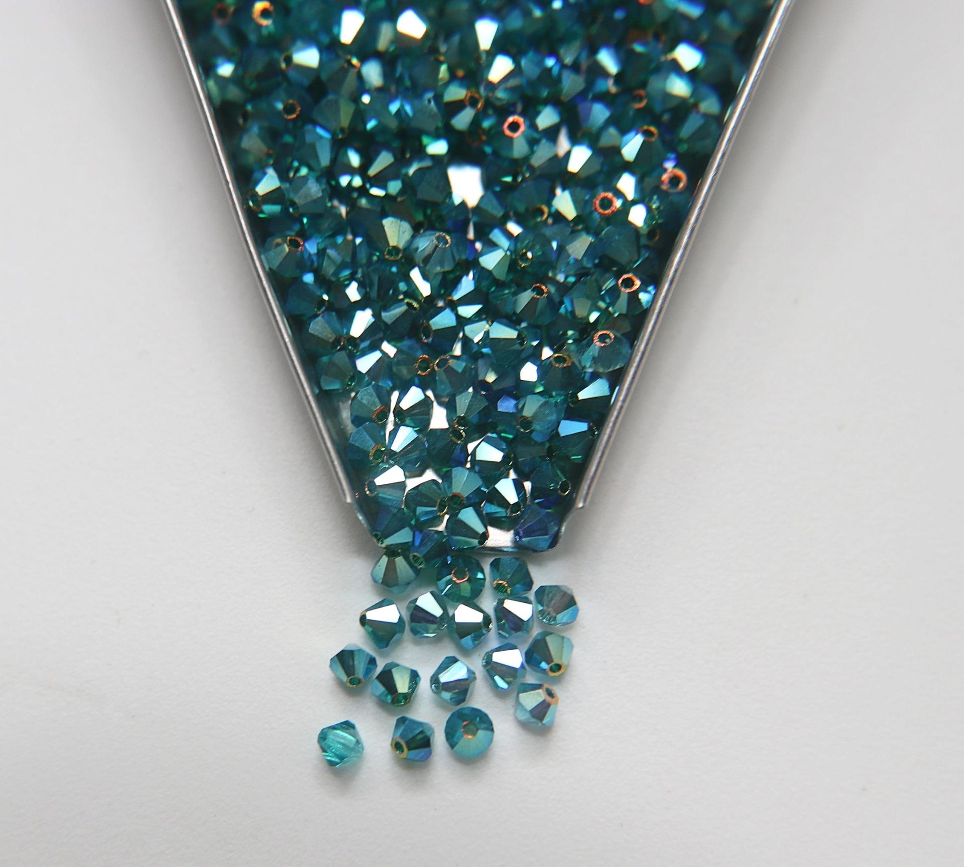 4mm Preciosa Blue Zircon 2X Aurore Boreale Bicones Beads 36/72/144/432/720 Pieces PREMIUM MATERIALS,embroidery materials, jewelry