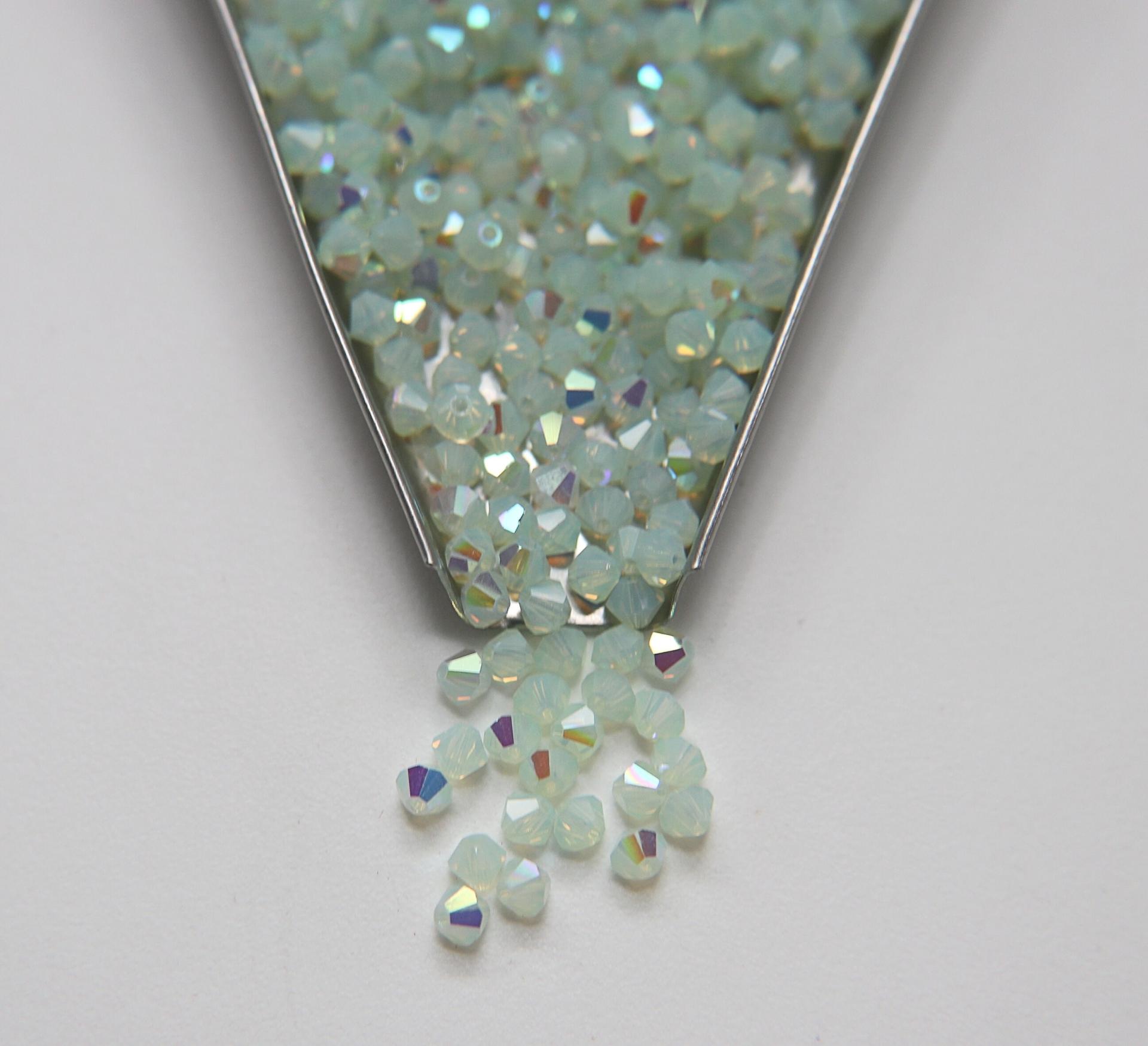 4mm Preciosa Chrysolite Opal 1X Aurore Boreale Bicones Beads 36/72/144/432/720 Pieces PREMIUM MATERIALS,embroidery materials