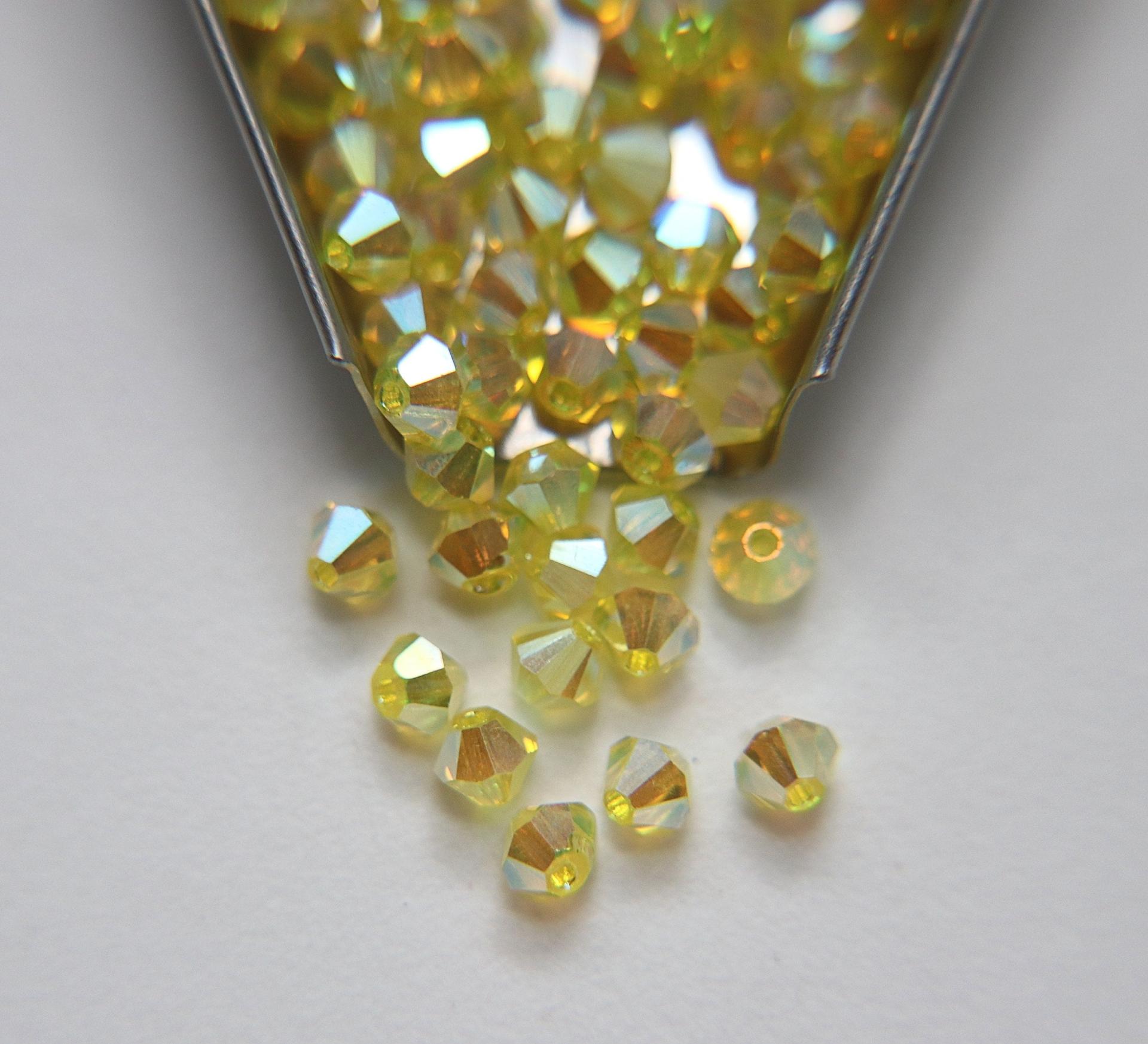 4mm Preciosa Citrine 2X Aurore Boreale Bicones Beads 36/72/144/432/720 Pieces PREMIUM MATERIALS, embroidery materials, jewelry
